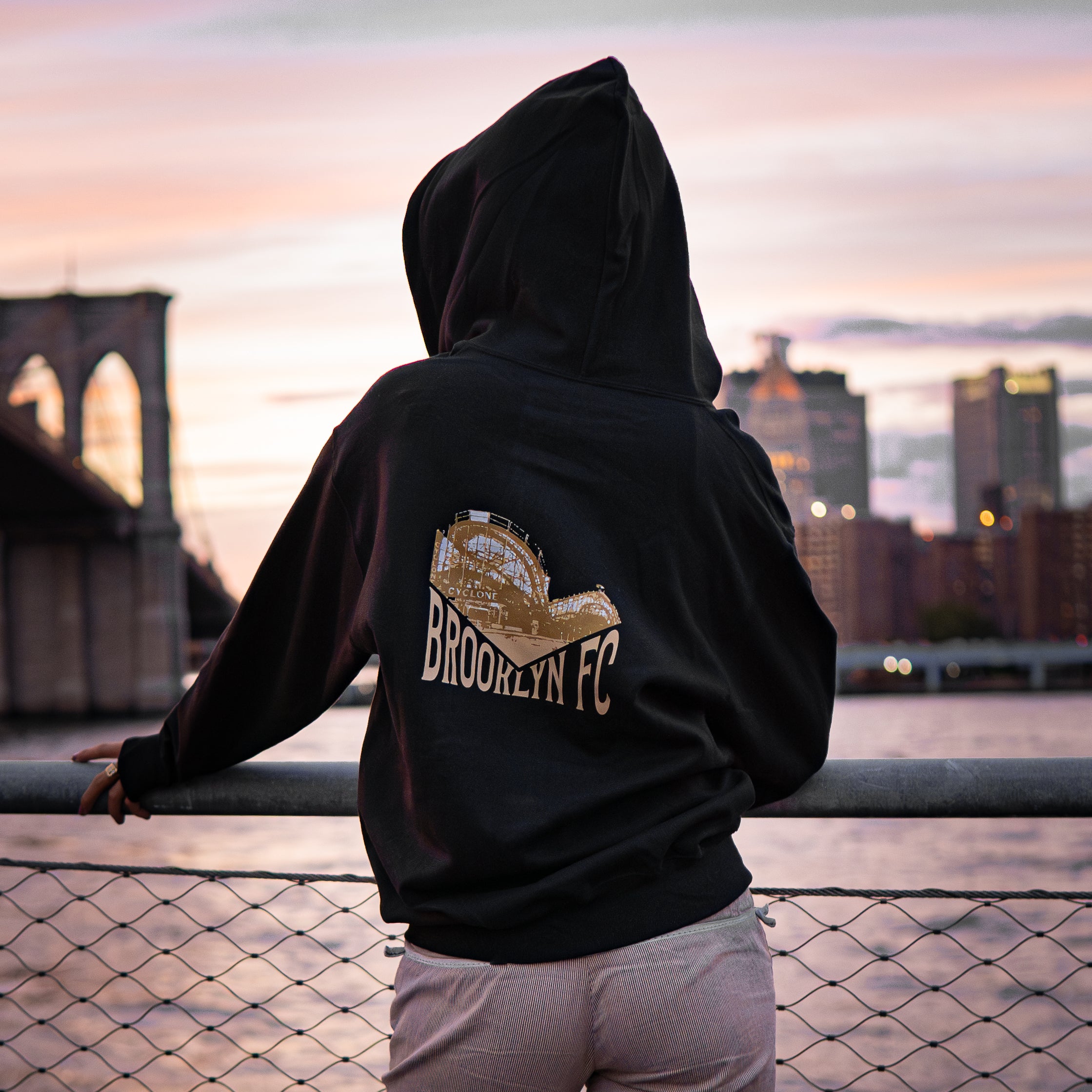 Brooklyn FC Cyclone Retro Black Full Zip Up Jacket - Vintage Soccer Windbreaker for Men & Women - Perfect for Game Day, Streetwear & Outdoor Activities