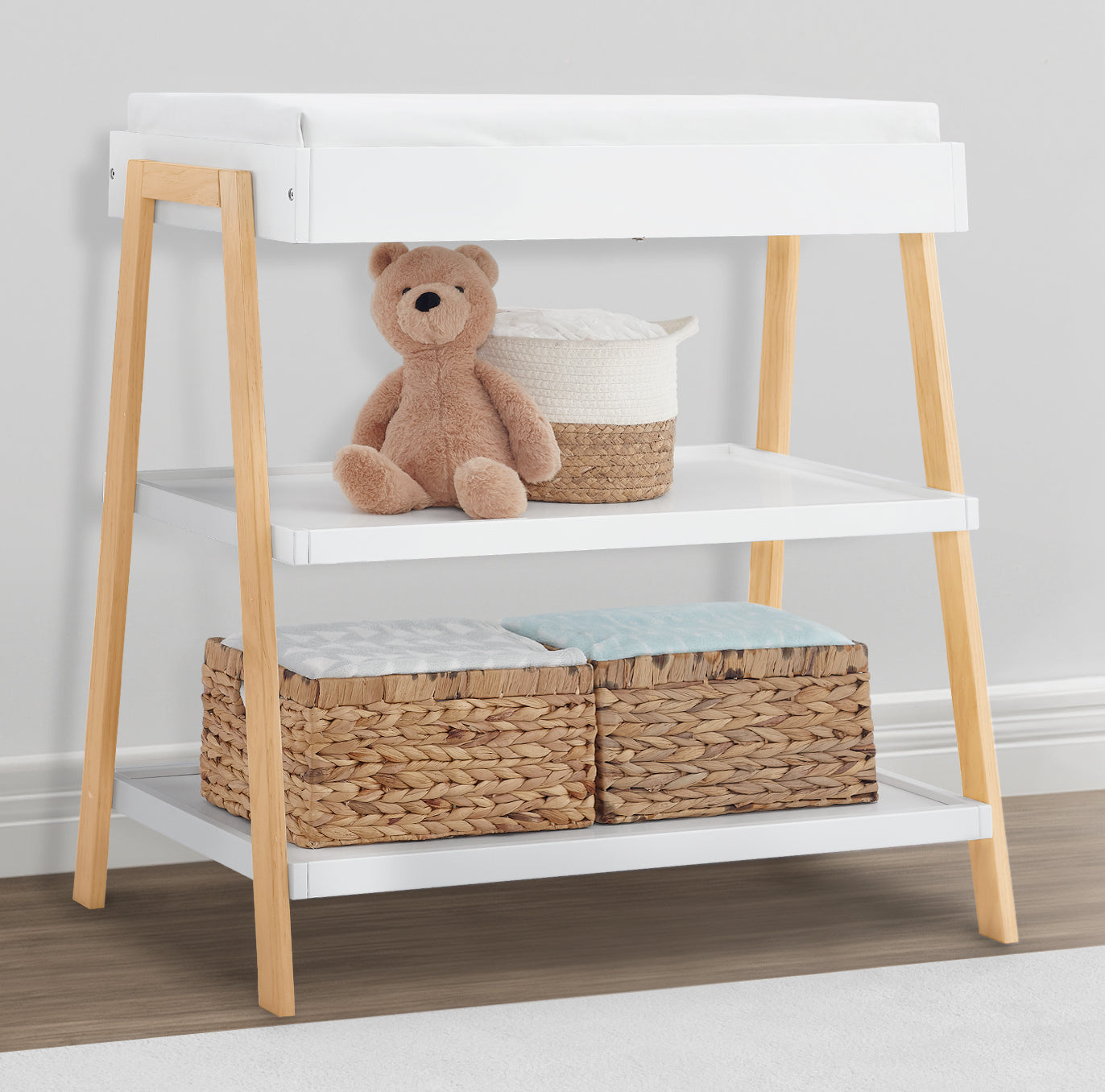 Scout Changing Table - Baby Dresser with Safety Straps & Storage Baskets for Nursery Organization | Perfect for Diaper Changes & Baby Care Essentials