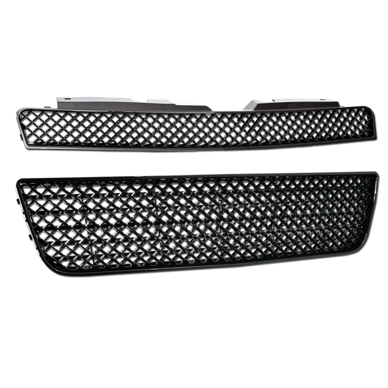 Glossy Black ABS Mesh Front Upper Hood Grill & Lower Bumper Grille Guard Compatible with 2006-2013 Chevy Impala / 2014-2016 Limited - Perfect for Car Customization & Off-Road Protection
