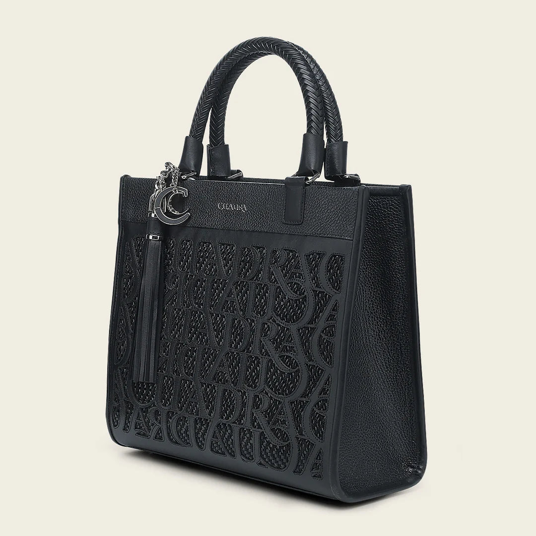 Stylish Black Leather Tote Bag for Women - BOD2MRS Cuadra Fashion Handbag - Perfect for Work, Travel & Everyday Use