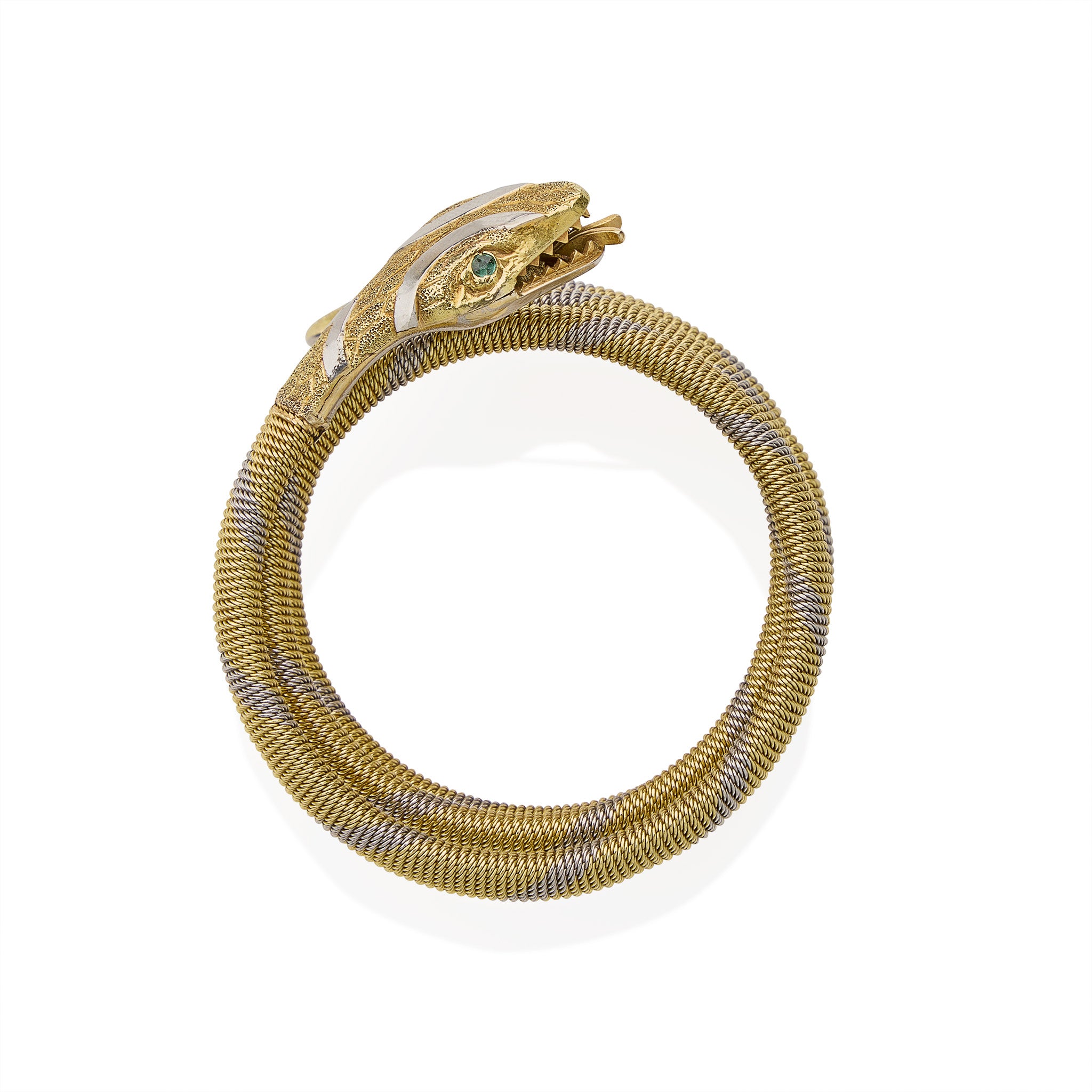 Vintage 18K Gold & Platinum Snake Bracelet for Women - Elegant Jewelry Gift for Birthday, Anniversary & Special Occasions