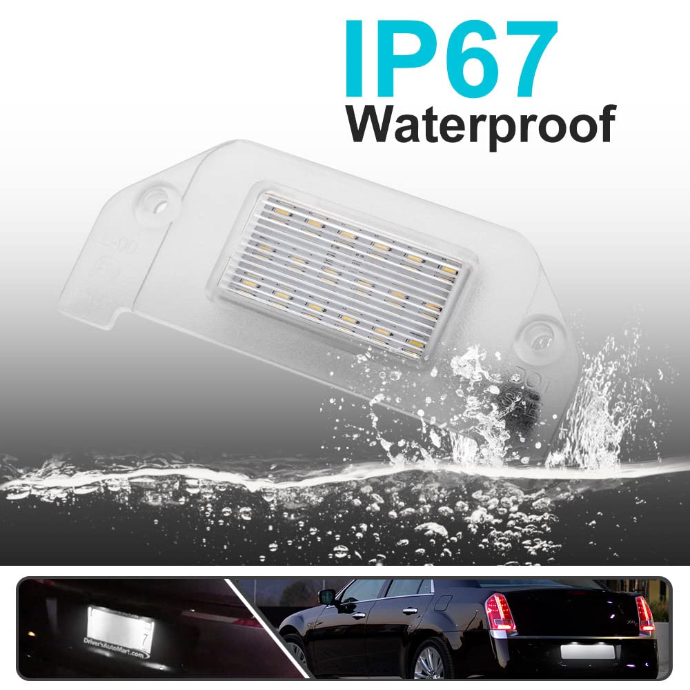 2Pcs LED License Plate Lights for Chrysler 300 2005-2014 - High Power SMD Xenon White LED Bulbs, Error Free, Easy Installation - Perfect for Night Driving & Enhanced Vehicle Appearance