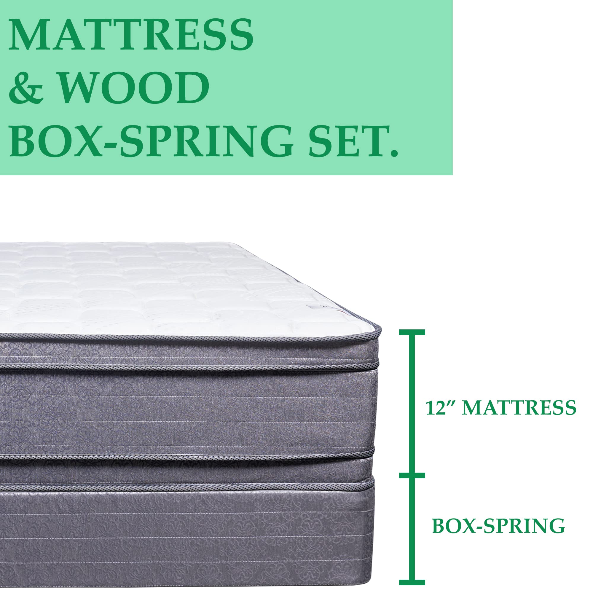 13-Inch Firm Euro Top Double Sided Foam Encased Innerspring Mattress Set with 4