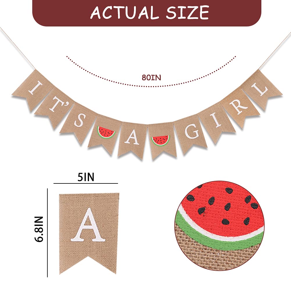Watermelon Baby Shower Decorations - 'It's A Girl' Banner & Party Supplies for Gender Reveal, Newborn Announcements - Perfect for Summer Baby Showers, Nursery Decor & Gender Reveal Parties