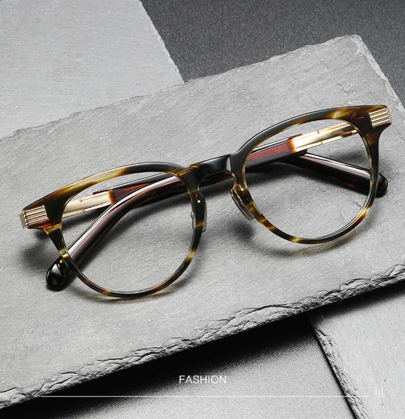 Aimee Unisex Full Rim Round Acetate Eyeglasses 12011 - Stylish & Durable Eyewear for Men & Women - Perfect for Reading, Work & Everyday Fashion