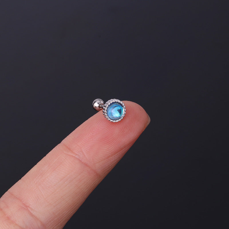 20G Cartilage Tiny Stud Earrings - Moonstone Stud Earrings for Women | HSPJ305 | Perfect for Daily Wear, Parties & Gifts