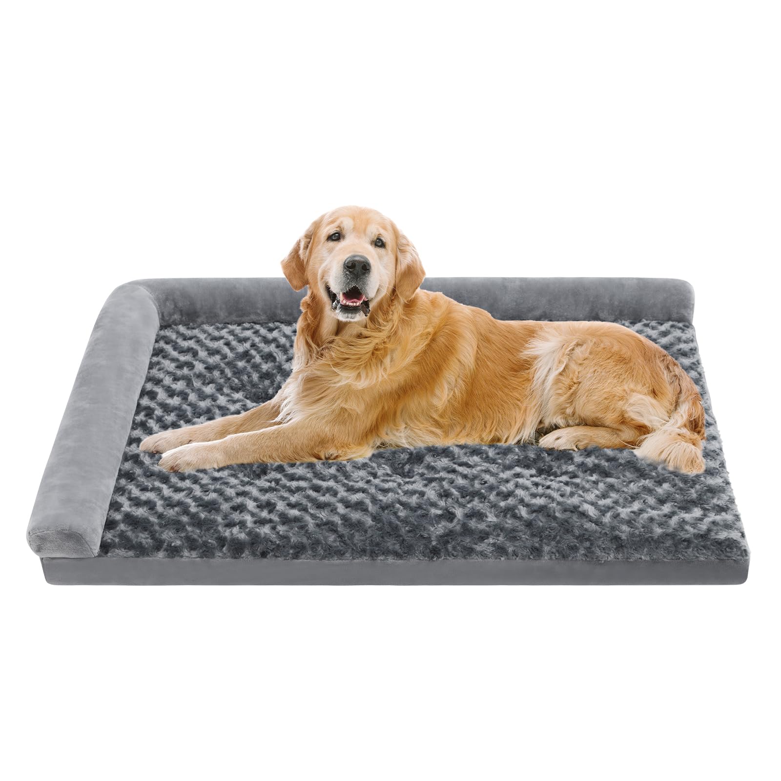 Washable Large Dog Bed for XL Dogs - 40x32 Inch Plush Orthopedic Pet Bed with L-Shaped Bolster & Non-Slip Bottom | Cozy Dog Couch for Living Room, Bedroom & Kennel Use