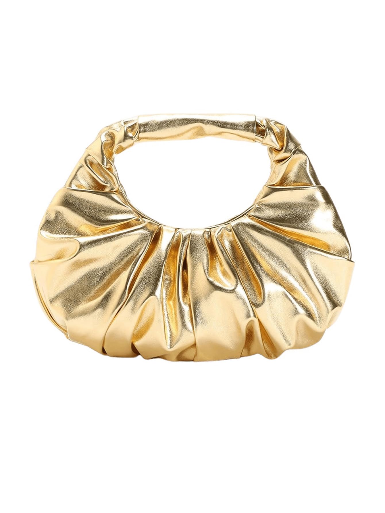 Verdusa Women's Metallic Ruched Evening Clutch Bag - PU Leather Handbag for Parties, Weddings & Special Occasions