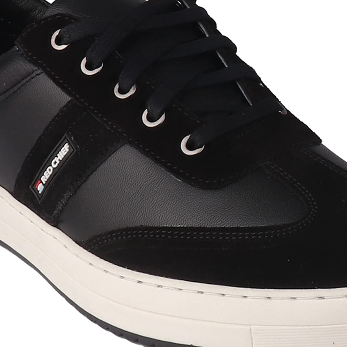 Red Chief Men's Black Leather Sneakers - Comfortable & Stylish Casual Shoes for Walking, Travel & Everyday Wear
