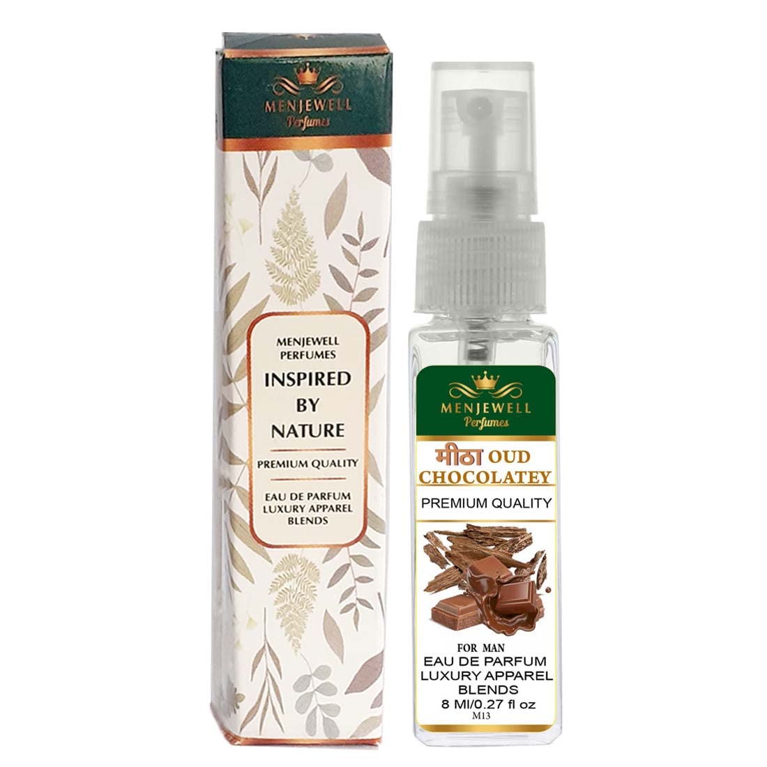 Menjewell Mitha Oud Chocolaty Eau De Parfum for Men - 8ml Luxury Fragrance | Woody Chocolate Scented Cologne | Perfect for Date Nights & Special Occasions