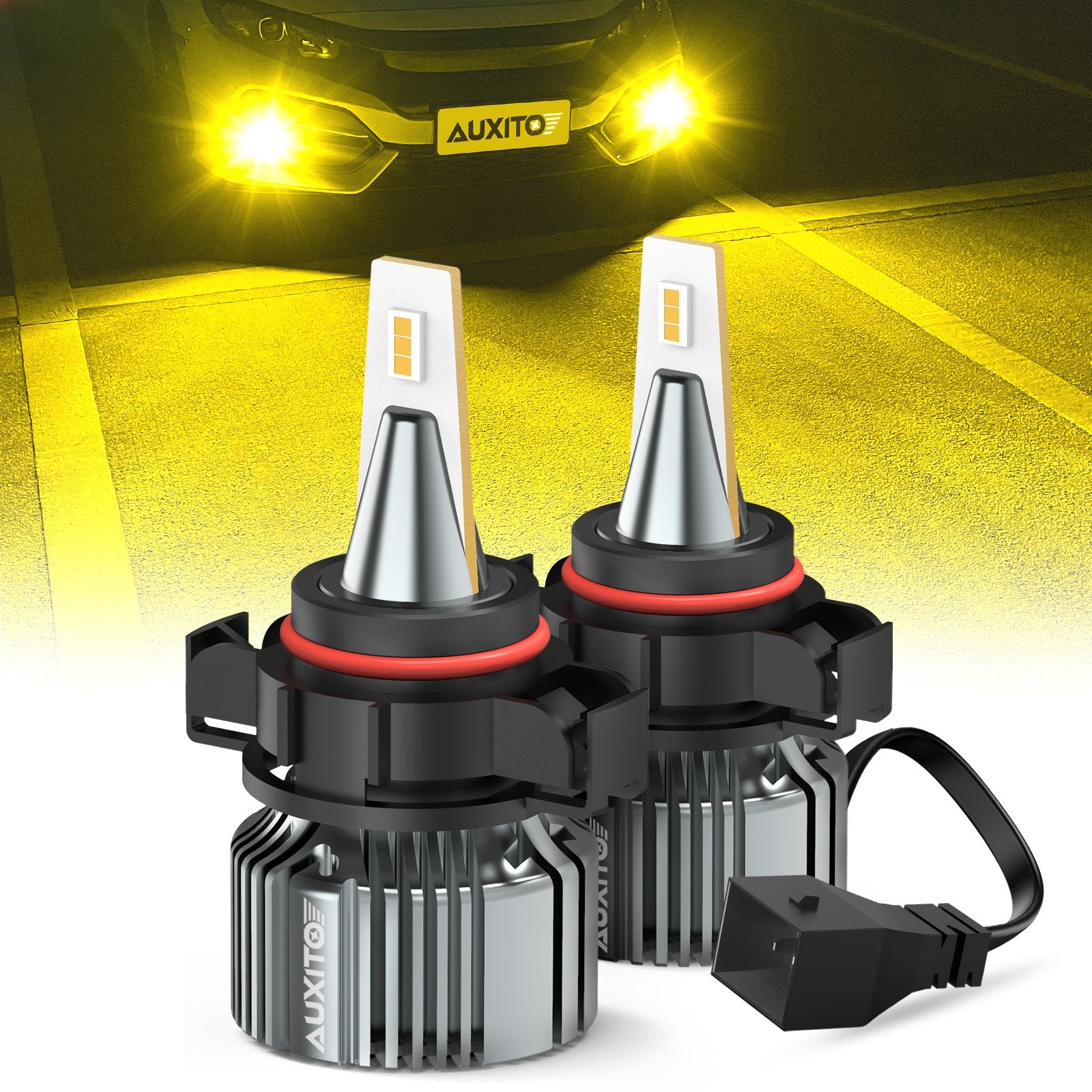 5202 5201 LED Fog Light Bulbs - 3000K Amber Yellow, CSP Chips, 30W 6000 Lumens Per Pair - High Visibility for Rain, Snow & Foggy Driving Conditions