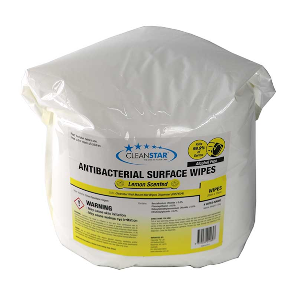 Cleanstar Antibacterial Surface Wipes - Lemon Scented Disinfecting Wipes for Kitchen, Bathroom & Office | Kills 99.9% Germs | Fresh Lemon Fragrance | Pack of 75 Wipes