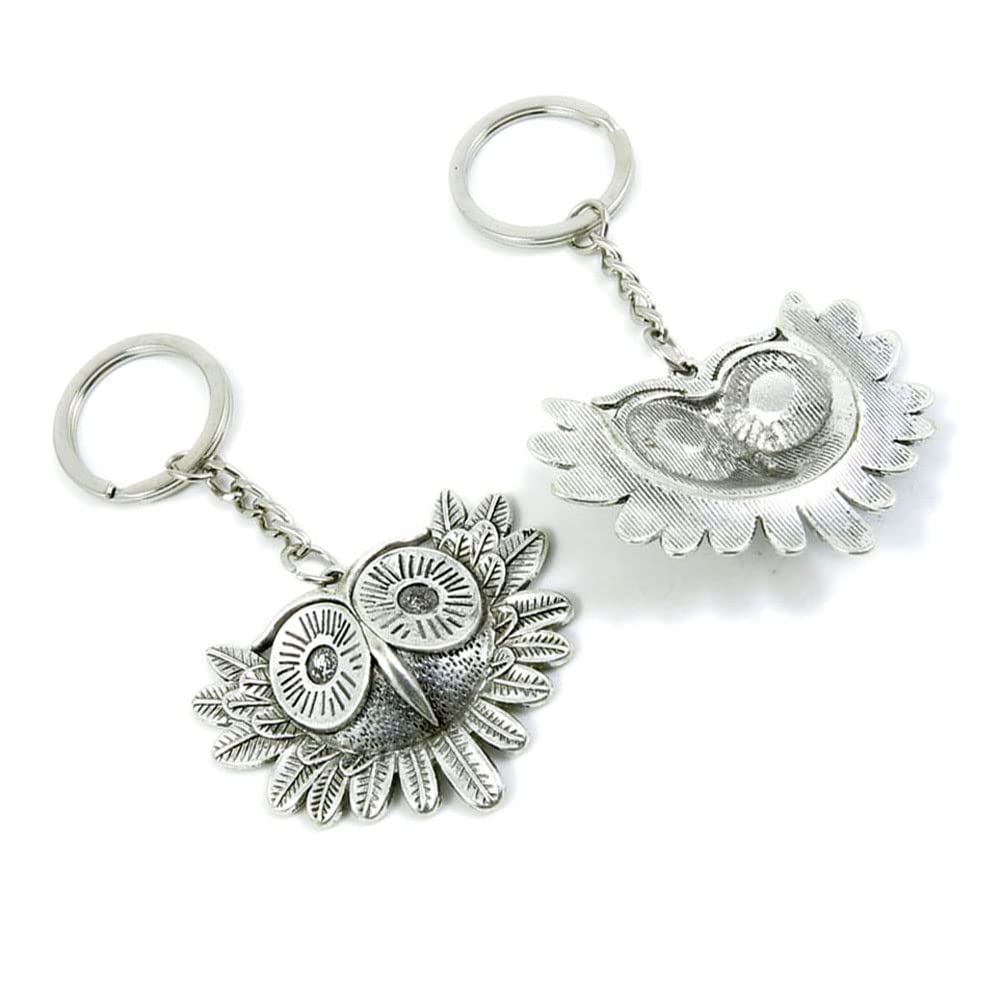 100 Pcs Bulk Keychain Rings with Owl Charms - Durable Metal Key Rings for Keys, Luggage Tags, Gift Tags - Perfect for Home, Office, Car & Party Supplies (A5JN2M)
