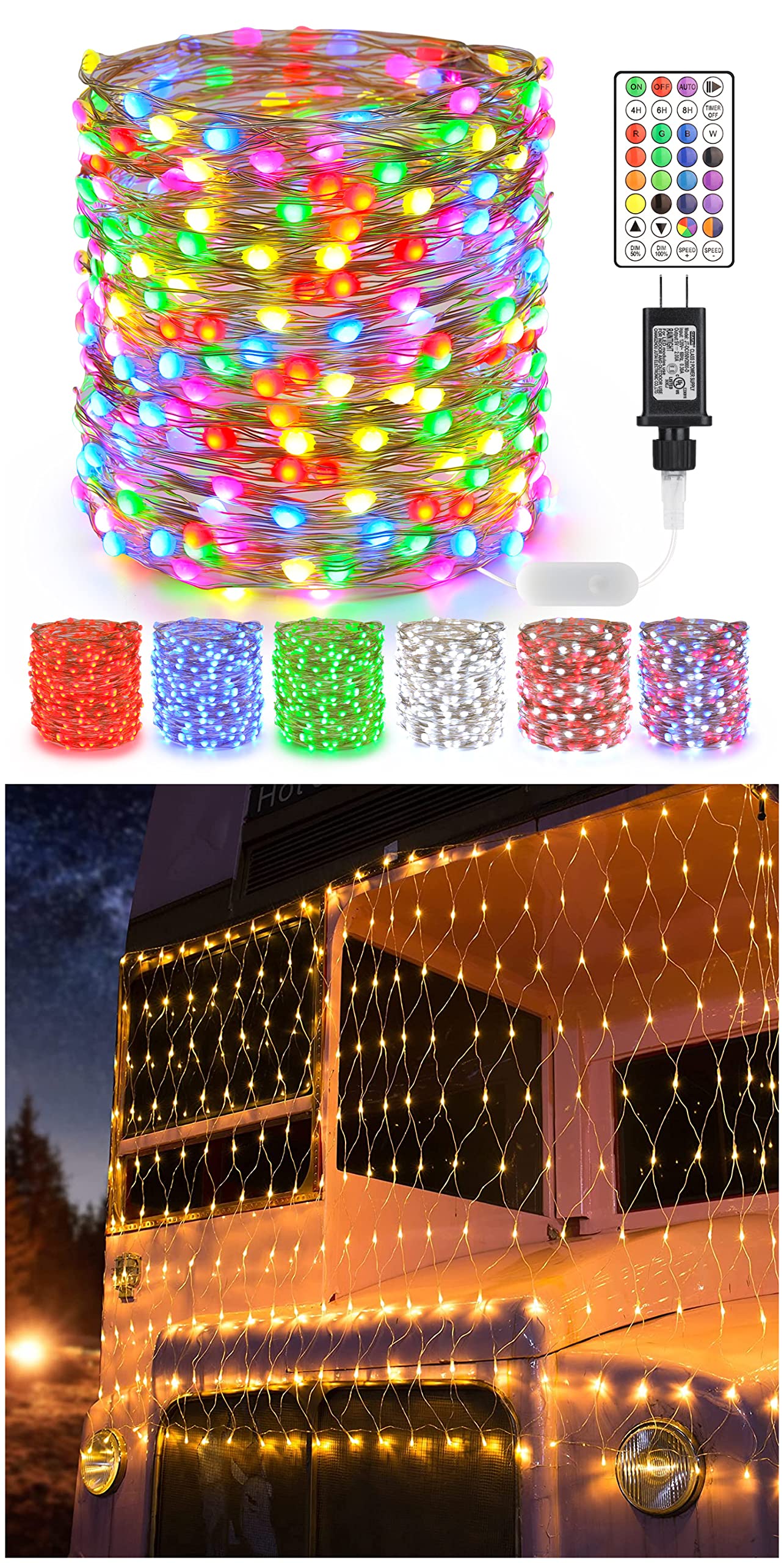 BrizLabs 66ft 200 LED Color Changing Christmas Lights with Remote - 11.8ft x 4.9ft 360 LED Net Lights - 8 Lighting Modes for Outdoor Holiday Decor - Perfect for Trees, Bushes, Gardens, and House Wrapping