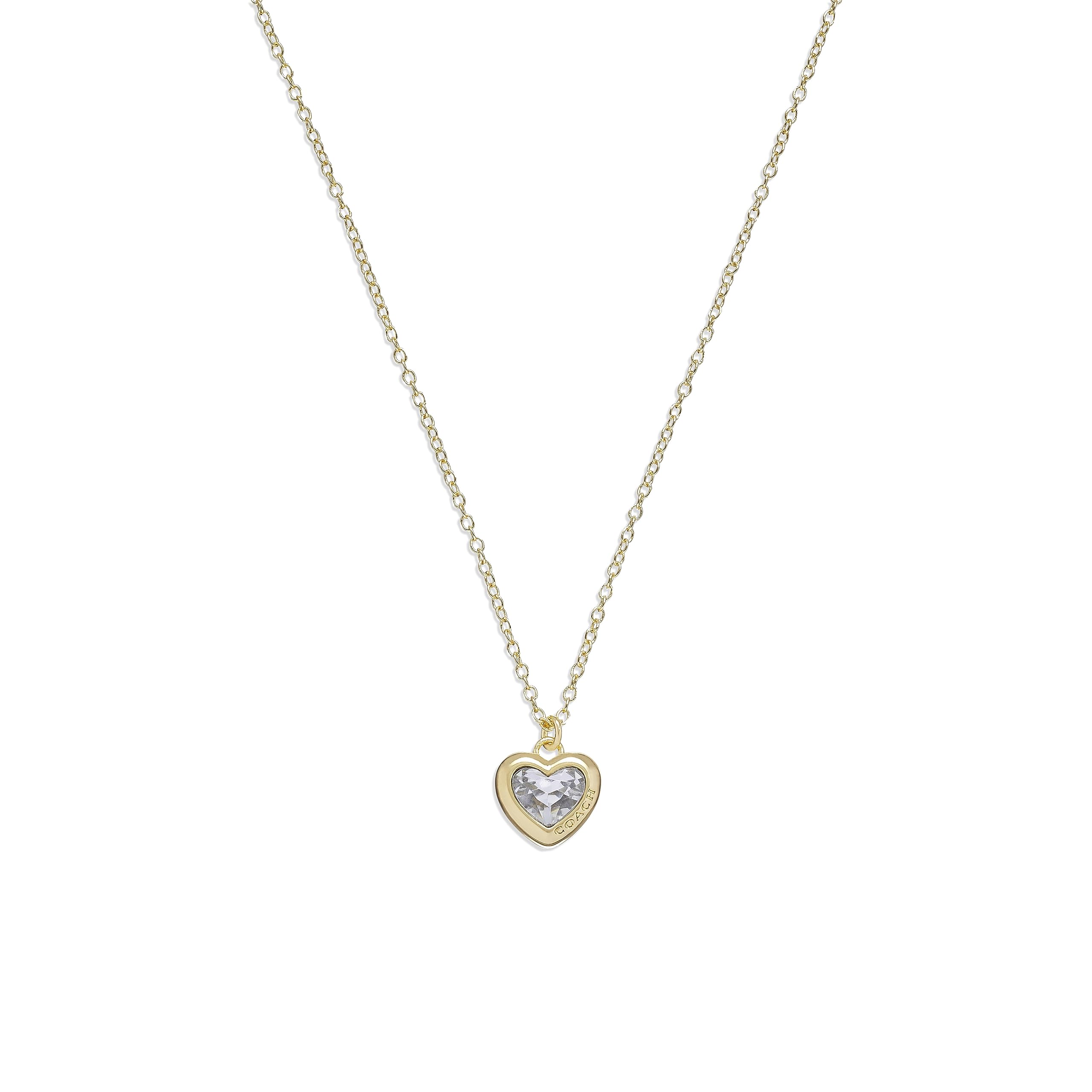 Coach Stone Heart Short Pendant Necklace for Women - Elegant Minimalist Jewelry Gift for Valentine's Day, Anniversary & Special Occasions | Perfect for Date Night, Party & Everyday Wear