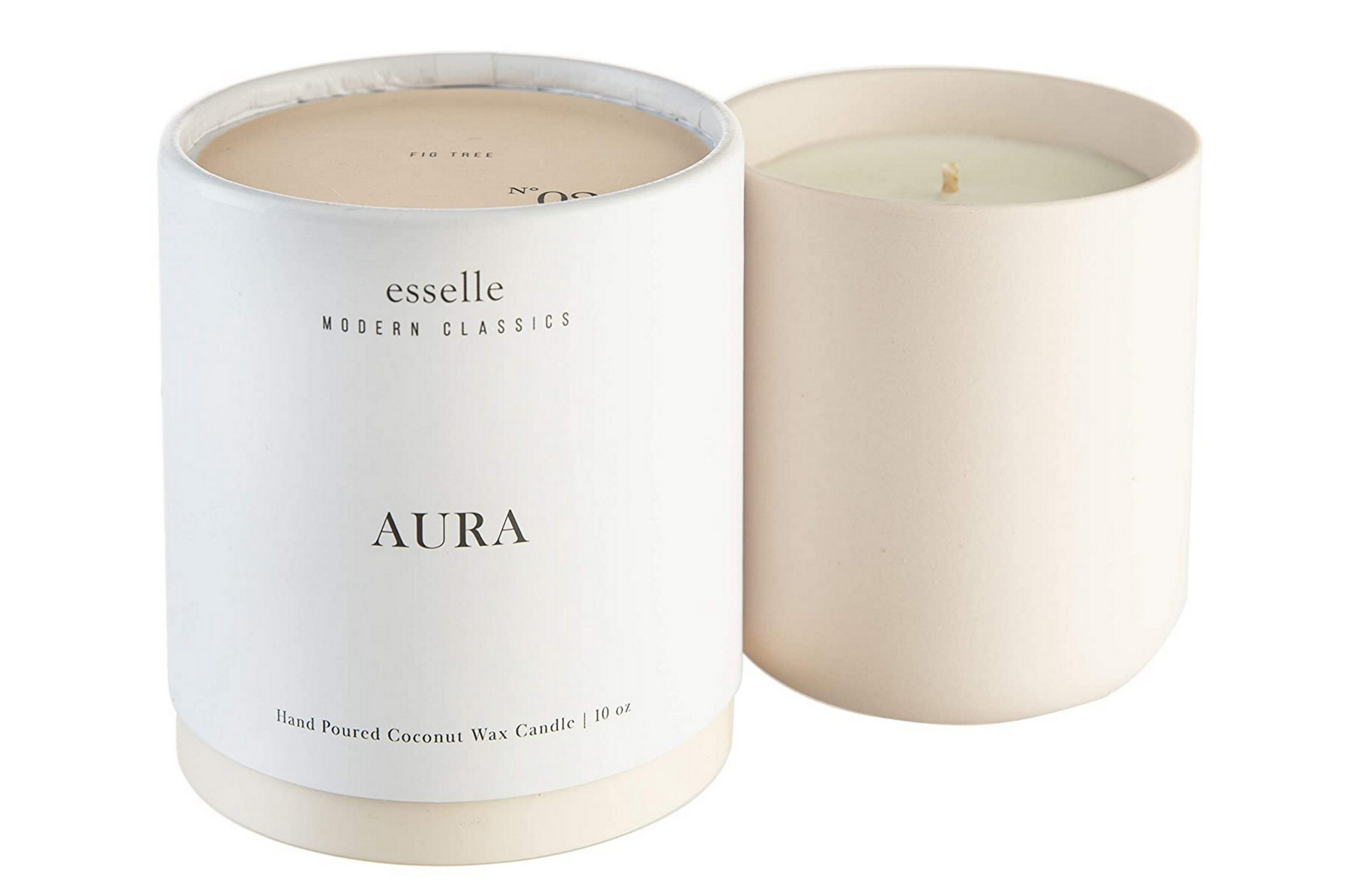 Esselle Aura Collection Fig Tree Scented Coconut Wax Candle - Natural Soy Blend for Home, Office & Spa Relaxation - Long Lasting Aromatherapy Gift