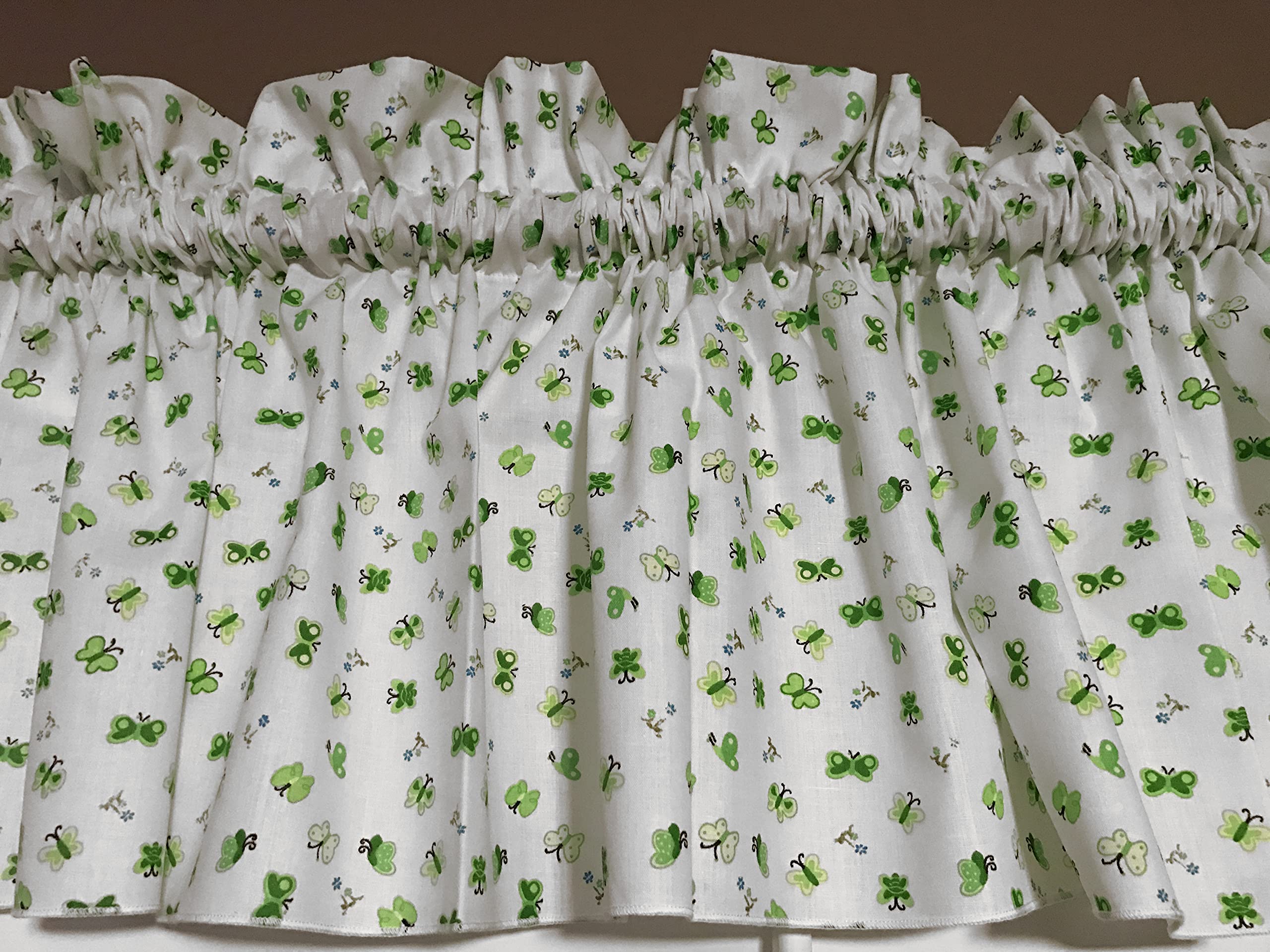 58 Inch Cotton Floral Butterfly Window Valance - Green Home Décor for Bedroom, Nursery, Kitchen & Wedding - Soft & Elegant Window Treatment for Cozy & Stylish Spaces