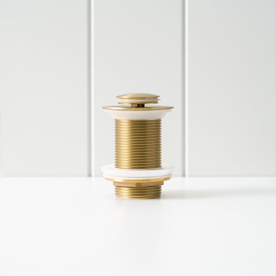 Pop Up Waste Drain Stopper in Brushed Brass - No Overflow Design for Bathroom Sink & Bathtub - Perfect for Modern Home Renovation and Plumbing Upgrades
