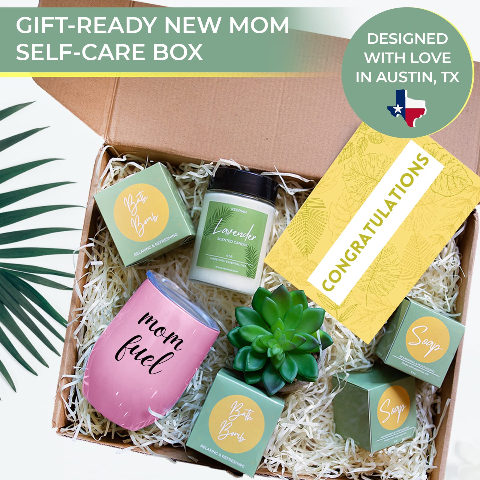 KEDRIAN New Mom Gift Box - Thoughtful Postpartum Care Package for Women, Perfect Push Present for First-Time Moms, Pregnancy & After Birth Essentials - Ideal for Hospital, Home Recovery & Baby Shower Gifts