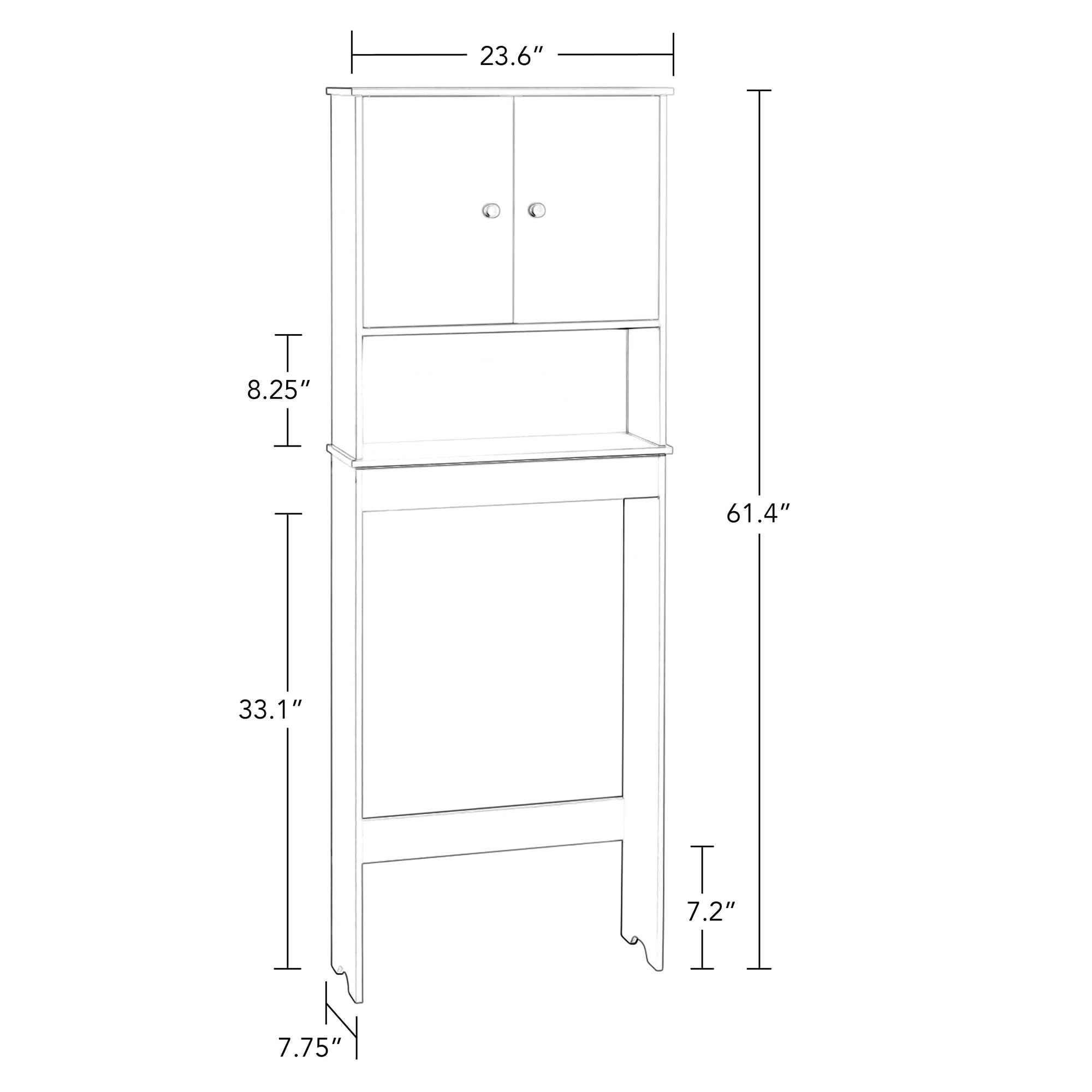 RiverRidge Medford Two Door White Space Saver Cabinet - Compact Storage Solution for Bathroom, Kitchen, or Laundry Room Organization