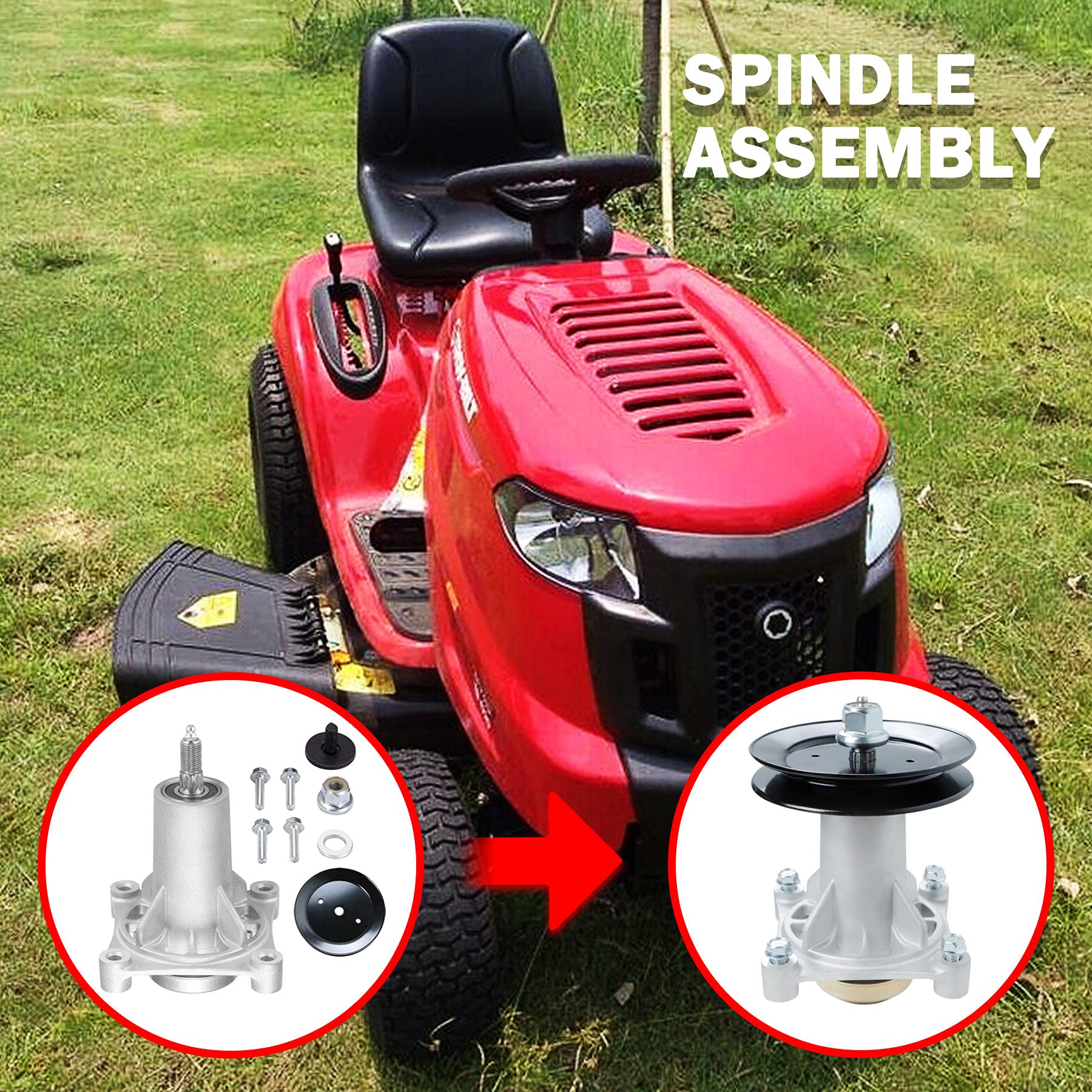 **54 Inch Deck Rebuild Kit for Craftsman Mowers - Includes Pulley, Spindle, Blade & 148 5/8