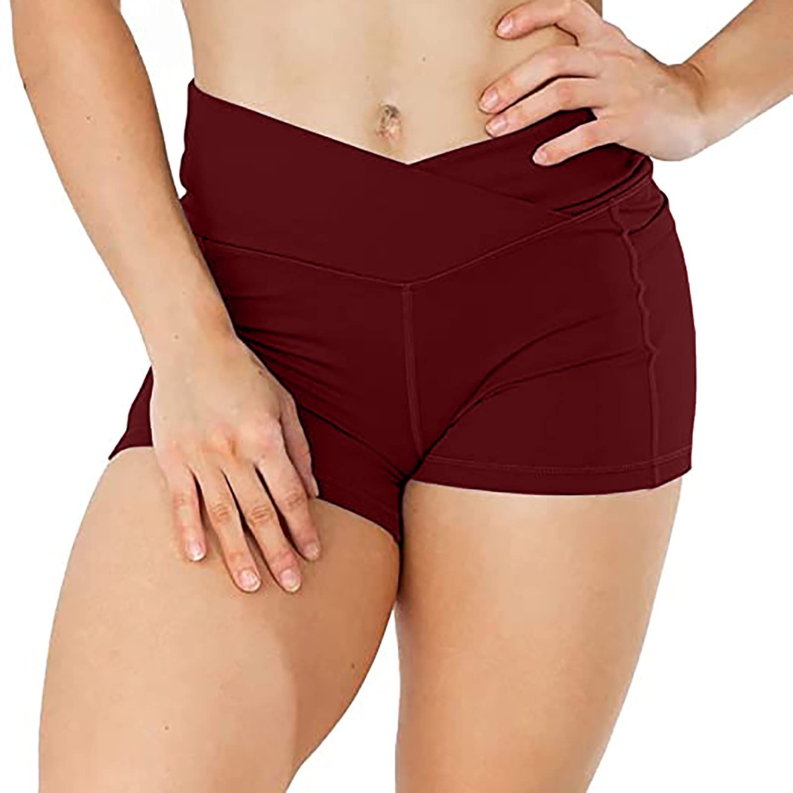 LOVEELY Women's High Waist Compression Workout Shorts - Solid Color Pocket Yoga Shorts with Patchwork Design for Running, Gym & Lounge Wear