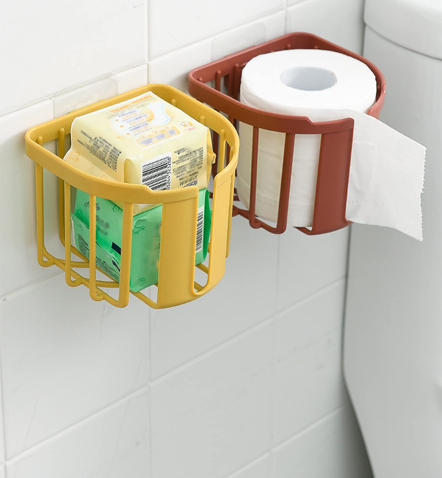 Wolpin Self Adhesive Wall Mounted Toilet Paper Holder - 3 Pack for Bathroom, Kitchen & RV - No Drill Easy Installation Space Saving Tissue Roll Dispenser (Perfect for Small Spaces, Apartments & Dorm Rooms)