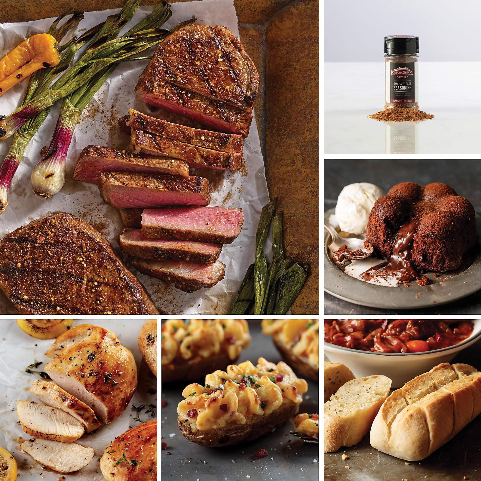 Omaha Steaks The Manhattan Collection - Premium Boneless New York Strips, Air-Chilled Chicken Breasts, Stuffed Baked Potatoes & Garlic Butter Baguettes | Gourmet Meal Kit for Dinner Parties, Date Nights & Special Occasions