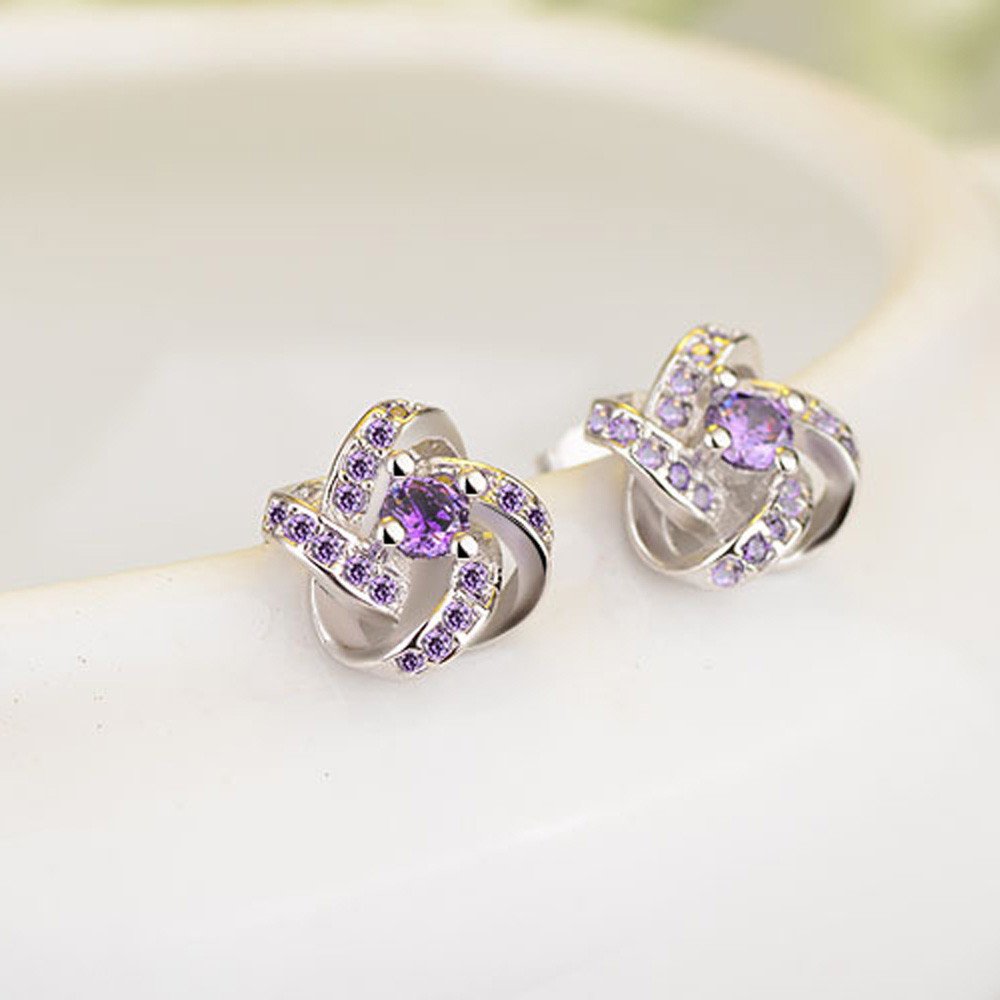 Elegant CZ Simulated Diamond Stud Earrings for Women - Purple Zircon Bridal Jewelry for Wedding, Bridesmaid & Special Occasions | Perfect Gift for Anniversary, Party & Formal Events