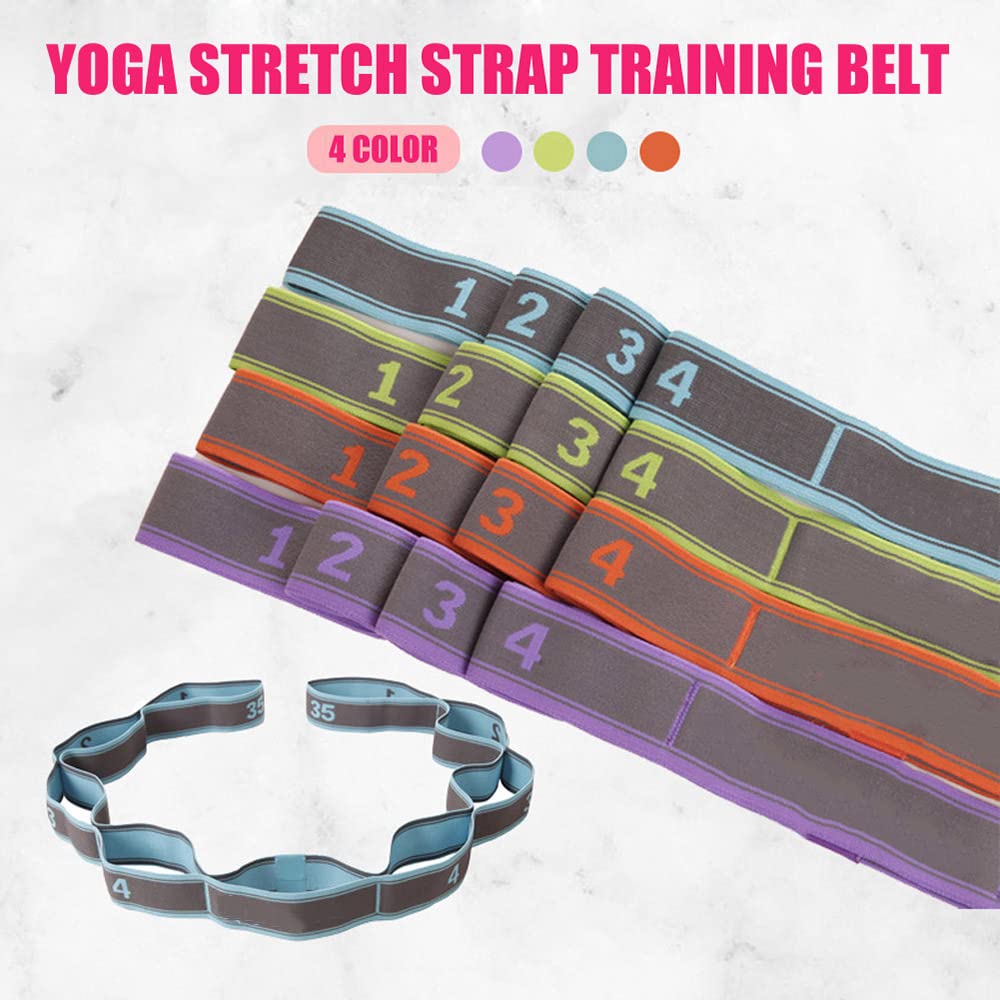 9-Segment Yoga Pull Strap Belt - Latex Elastic Stretching Band for Yoga, Pilates & Gym Fitness - High Resistance Exercise Bands (Orange) - Perfect for Home Workouts, Physical Therapy & Strength Training