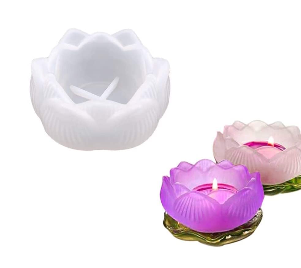 Lotus Flower Tea Light Candle Mold for Resin Art & DIY Crafts - Set of 1 - Perfect for Home Decor, Wedding Centerpieces & Aromatherapy Candles