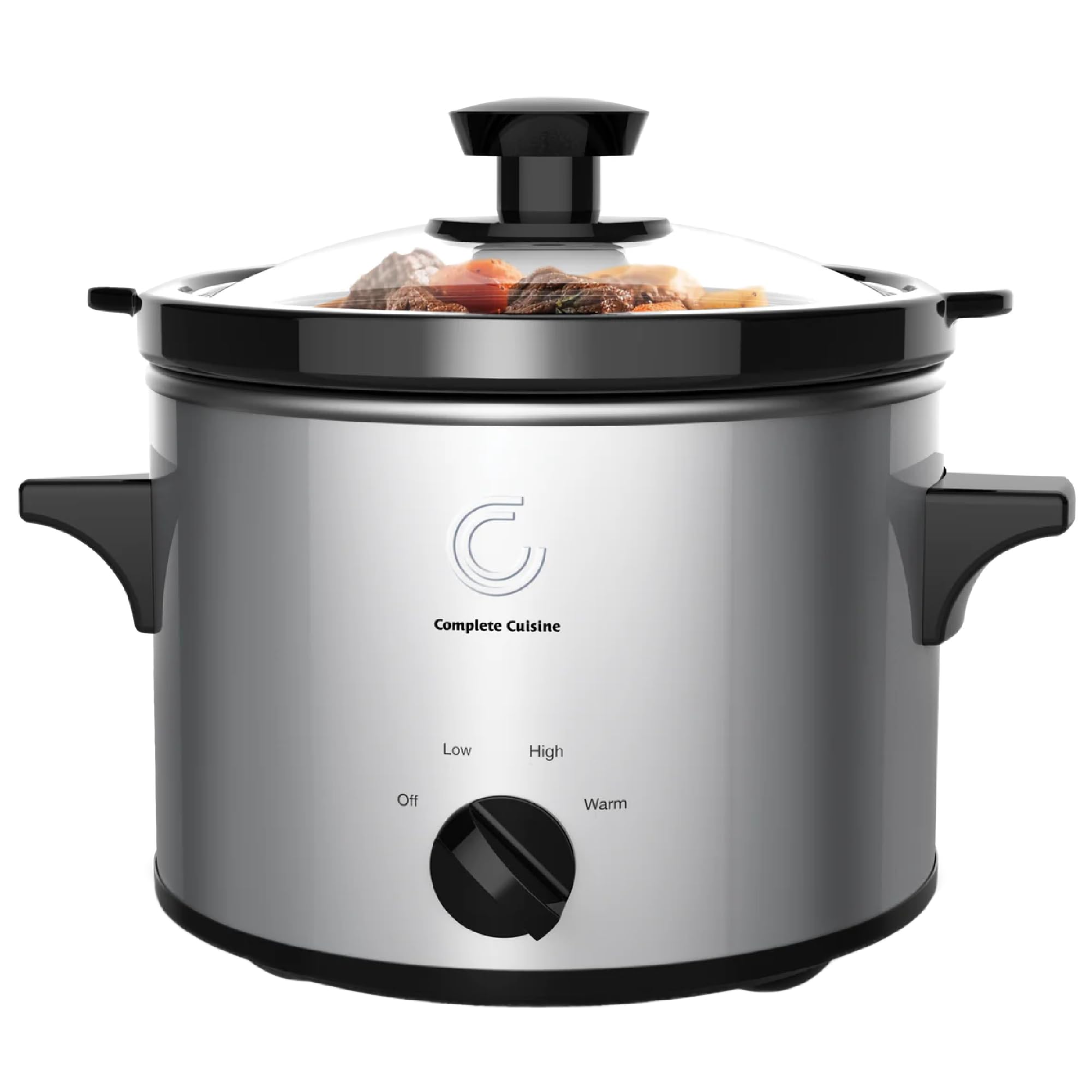 CC-1500-SL 1.5-Quart Stainless Steel Slow Cooker with Glass Lid - Perfect for Soups, Stews & Small Family Meals
