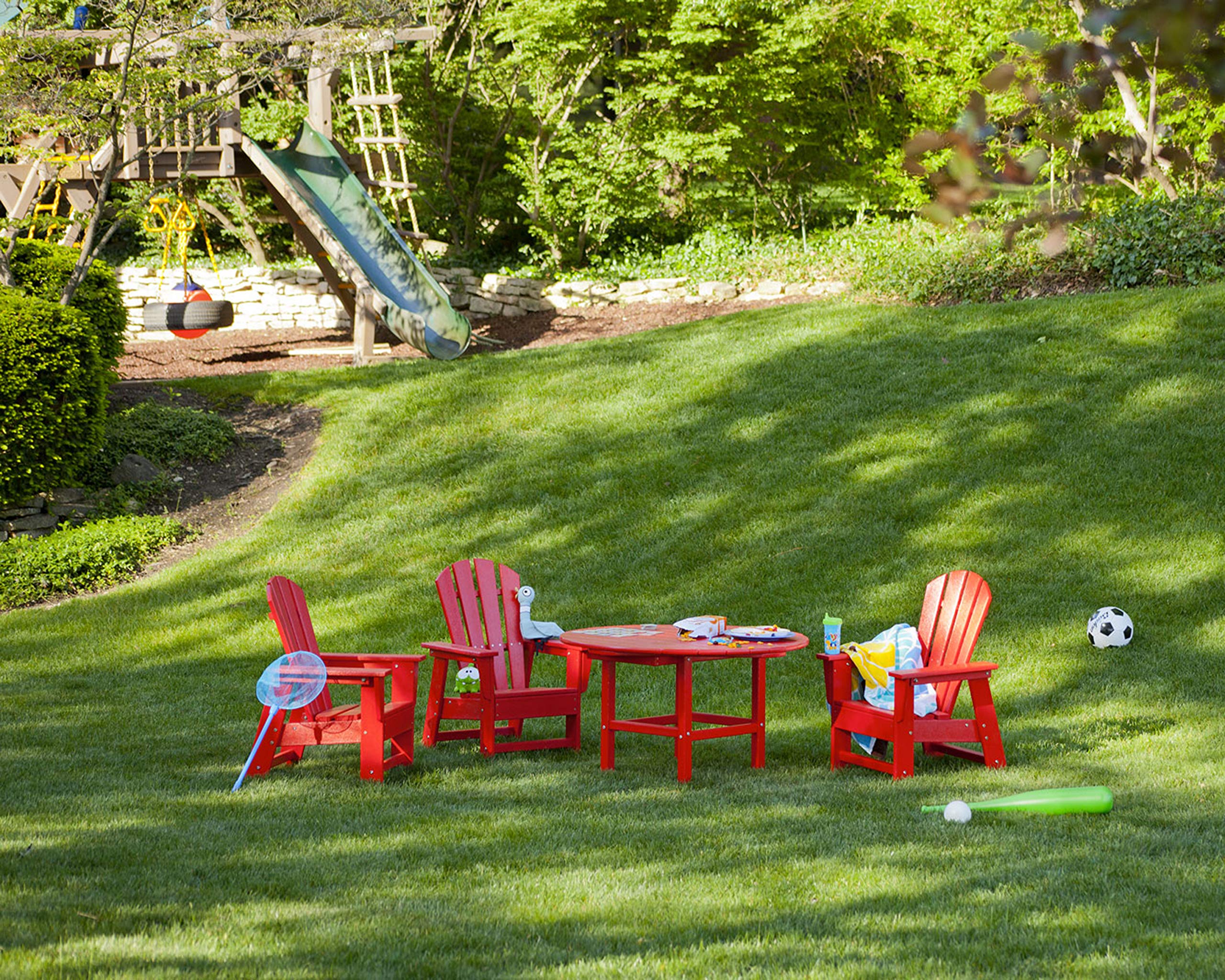 POLYWOOD SBD12GR South Beach Kid Chair - Durable Outdoor Plastic Adirondack Chair for Children, Green - Perfect for Backyard, Poolside & Beach Use