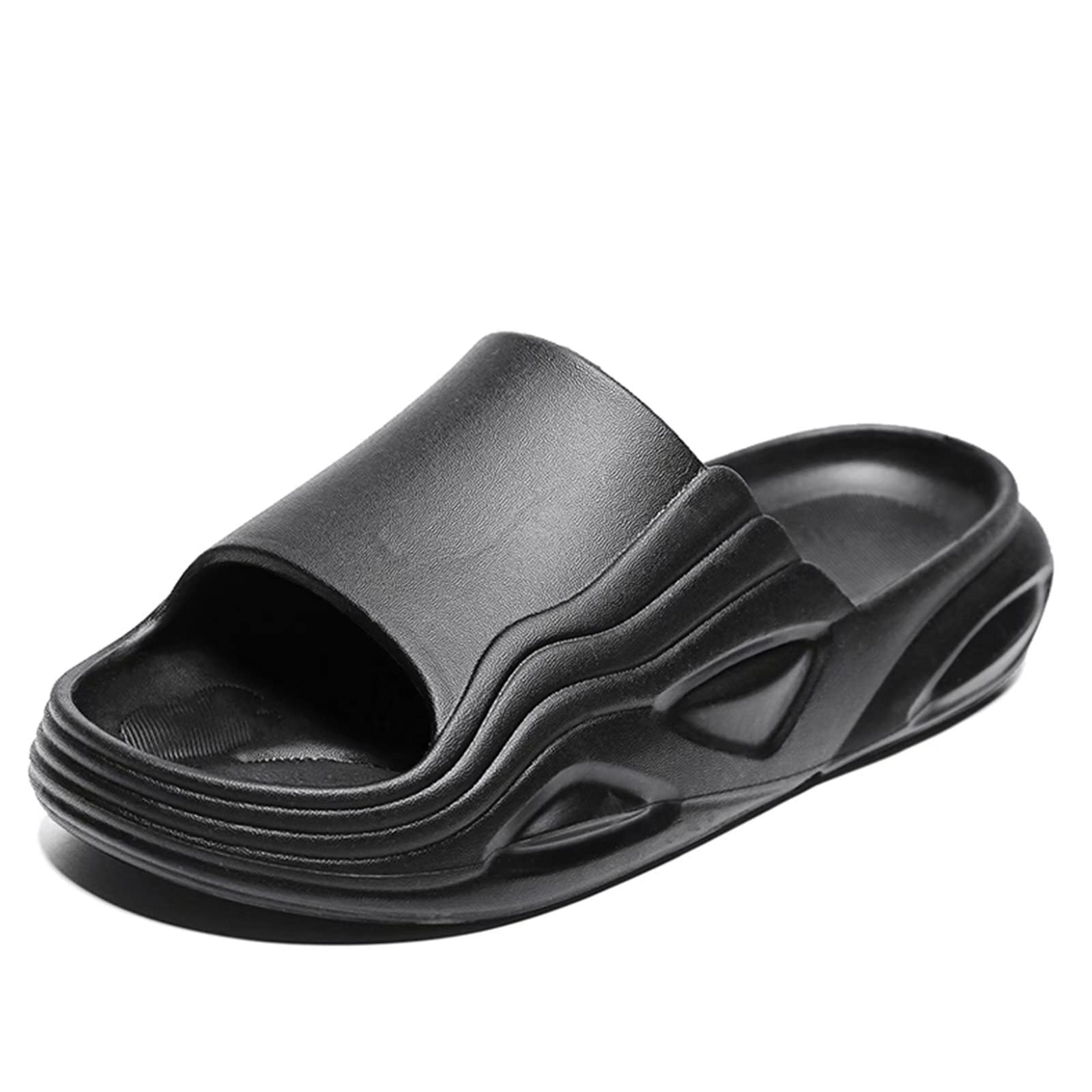NineCiFun Men's Comfortable Slip-On Slide Sandals - Breathable Indoor & Outdoor House Slippers for Summer - Non-Slip Bathroom & Shower Slippers - Perfect for Lounging, Beach, Pool, and Gym Use