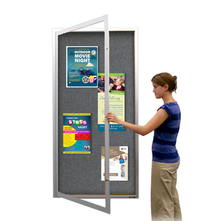 24x48 Extra Large Outdoor Enclosed Bulletin Board with LED Lights - Weatherproof Swing Case for Schools, Parks & Offices (Single Door Design)