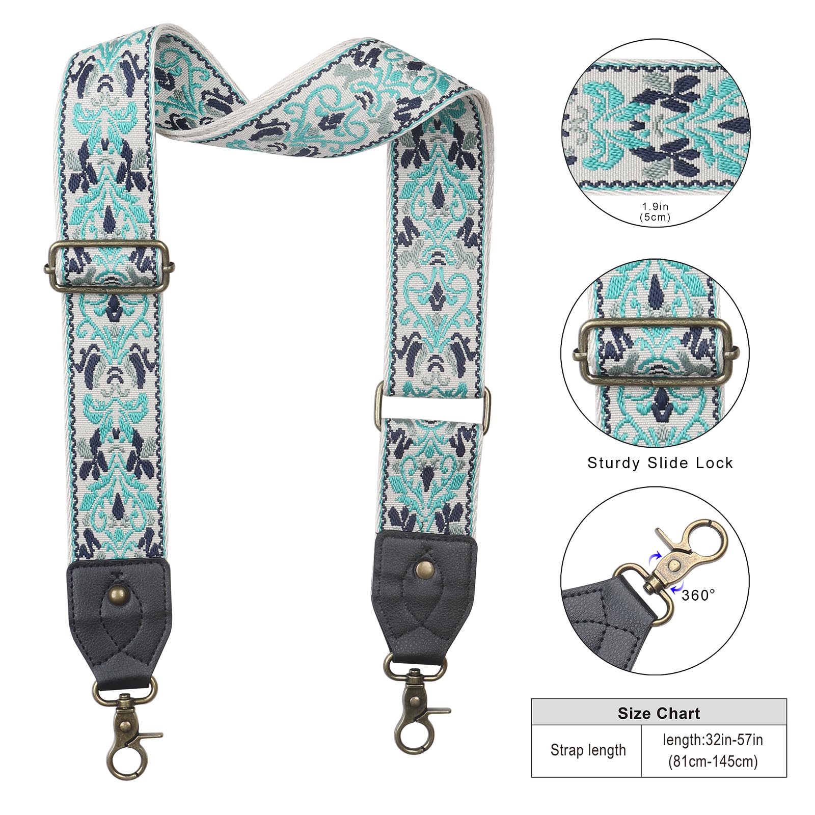 Wide Crossbody Shoulder Strap for Bags - Adjustable Purse Strap Replacement, Extender Accessory & Guitar Strap - Perfect for Handbags, Totes & Musical Instruments