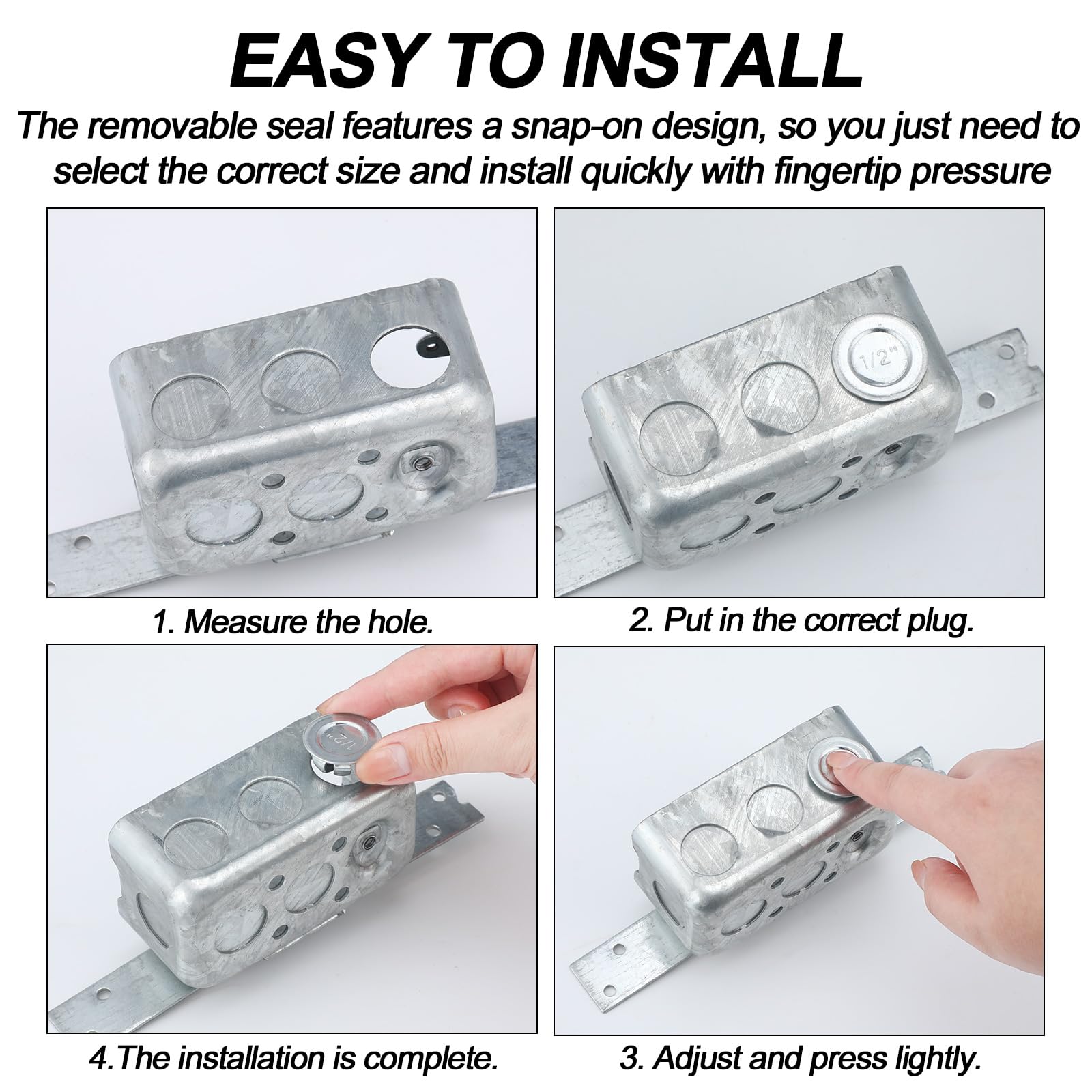 36 Pcs 1/2 Inch Knockout Plugs - Steel Electrical Box Seals for Unused Outlets (Ideal for Home Wiring & DIY Projects)