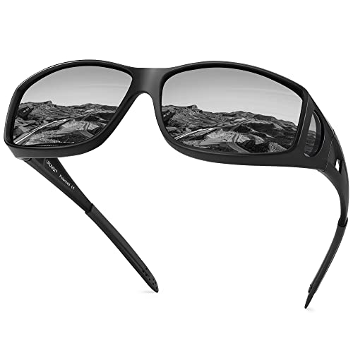 URUMQI Polarized Sunglasses for Over Glasses - 100% UV Protection Wrap-Around Driving Sunglasses for Men & Women | Perfect for Outdoor Activities, Sports & Travel
