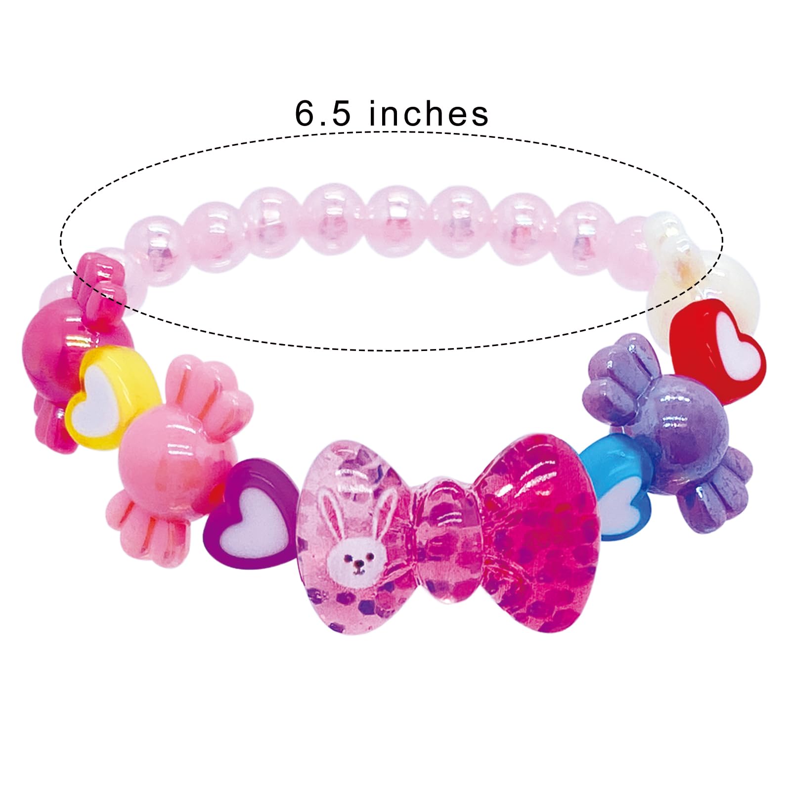 9 PCS Cute Kids Bracelets for Girls - Pink LOVE Beaded Bracelets, Toddler Jewelry Set for Birthday, Easter, Christmas & Valentines | Princess Party Favors, Pretend Play & Dress Up Accessories | Perfect for Gifts, Photo Props & Special Occasions