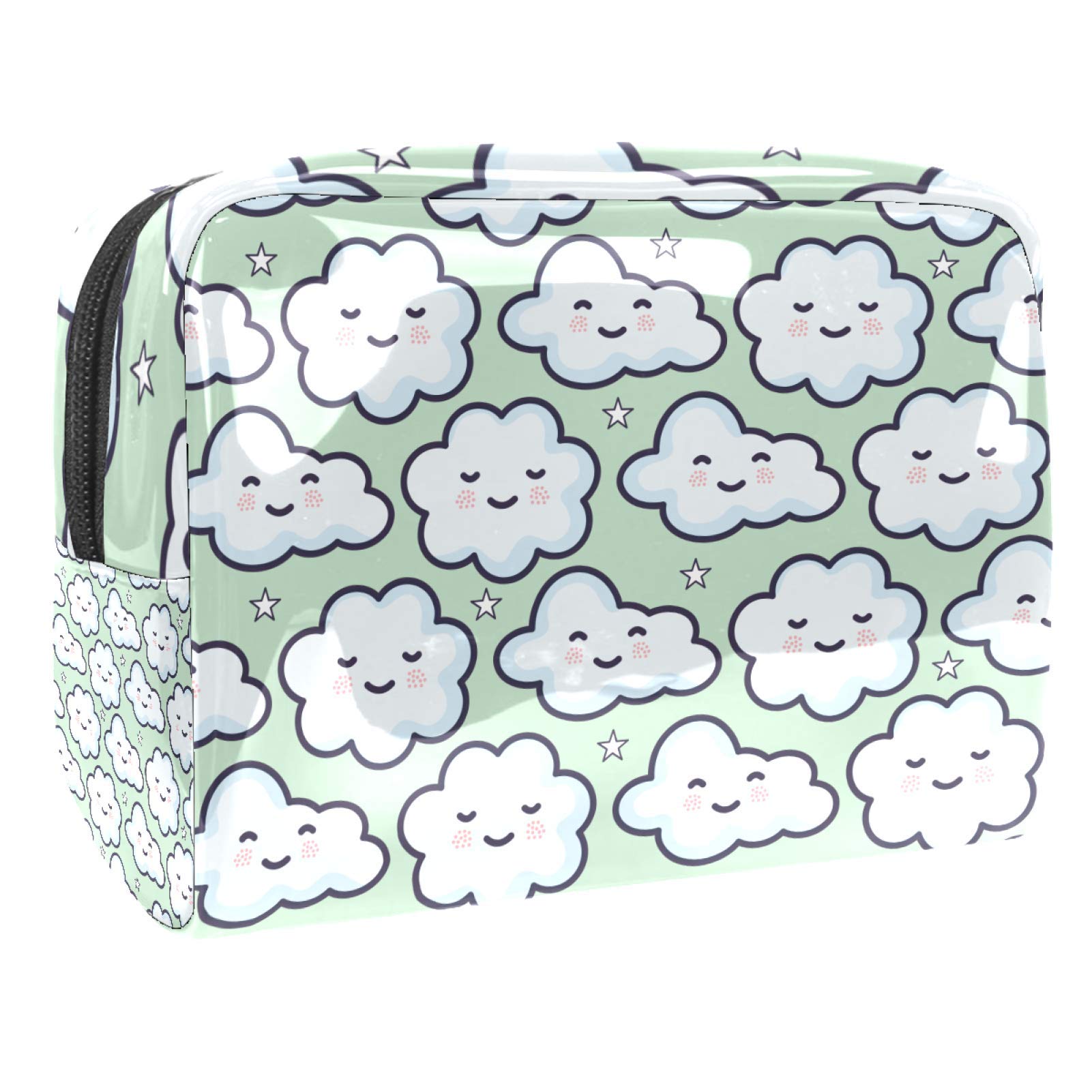 Kawaii Clouds Cosmetic Bag - Waterproof PVC Makeup Pouch for Women, Travel Toiletry Organizer with Zipper Closure | Perfect for Gym, Travel & Daily Essentials Storage