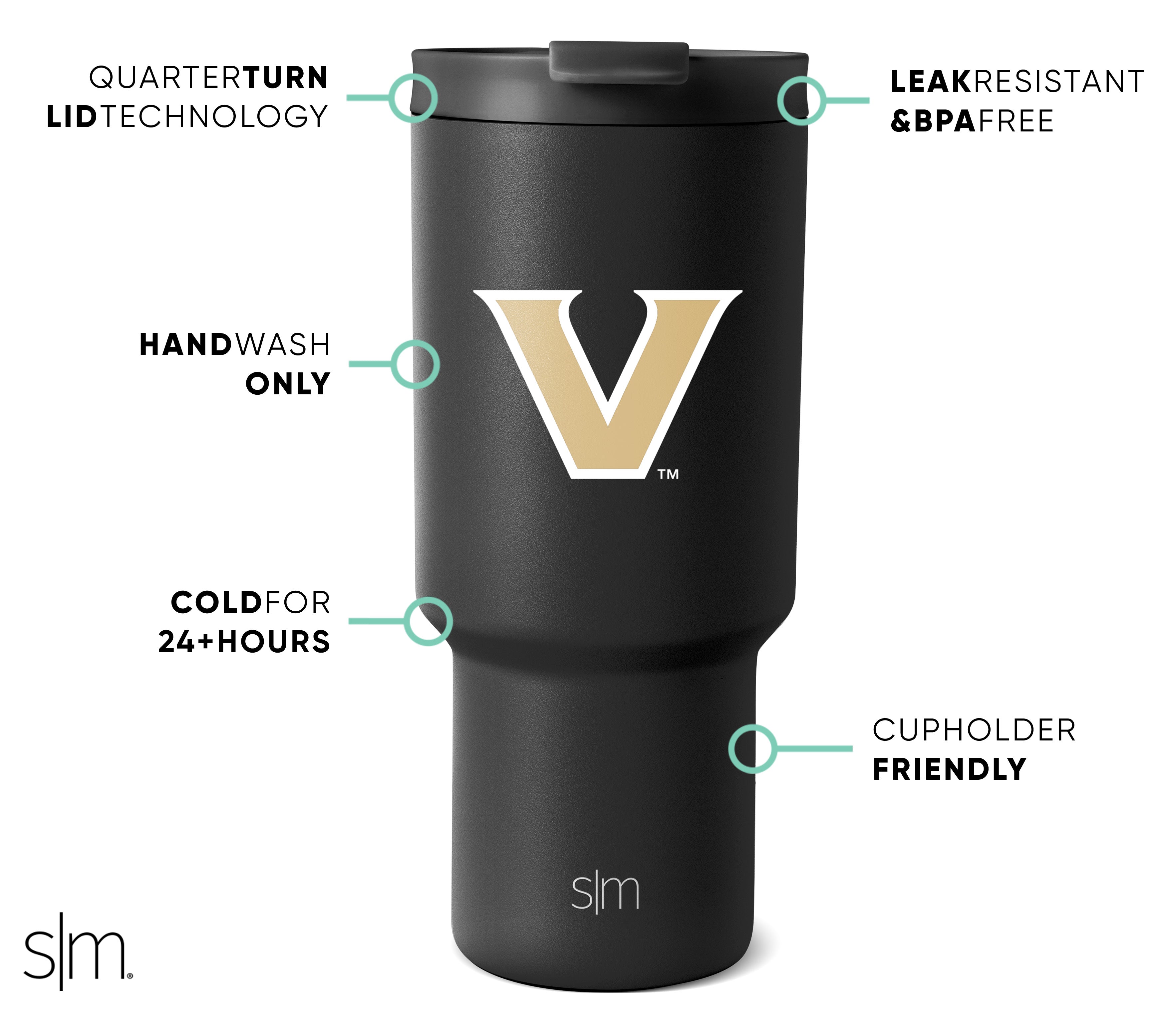 Collegiate Trek Tumbler - Insulated Stainless Steel Water Bottle with Straw Lid & Carabiner Clip | Perfect for College Students, Hiking, Travel & Everyday Use