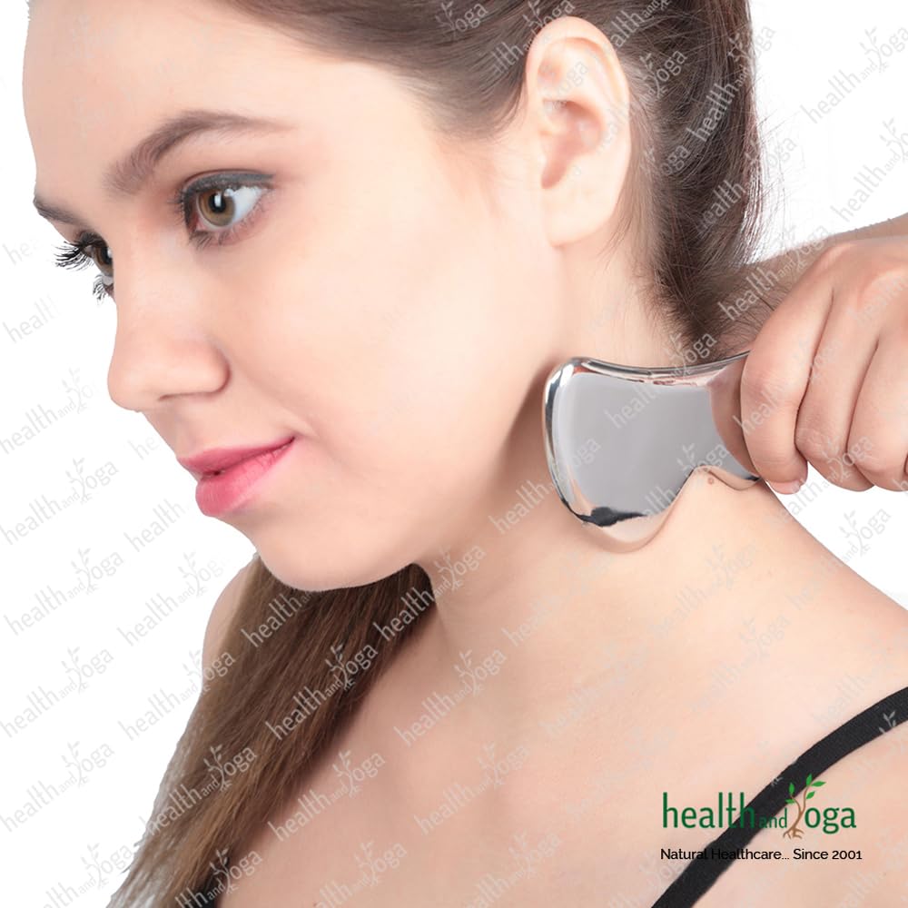 HealthAndYoga™ SteloLift 304 Stainless Steel Gua Sha Scraping Massage Tool - B-Shaped Muscle Pain Relief & Soft Tissue Mobilization for Back, Neck, Shoulder - Professional Tendon Therapy & Relaxation Aid for Home Spa & Self-Care