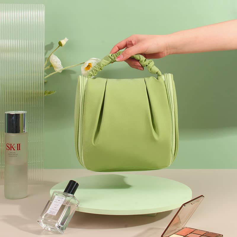 LETGO Hanging Travel Toiletry Bag for Women - Waterproof Makeup Organizer with Multiple Pockets, Perfect for Cosmetics & Toiletries (Green) - Ideal for Air Travel, Camping & Gym Essentials