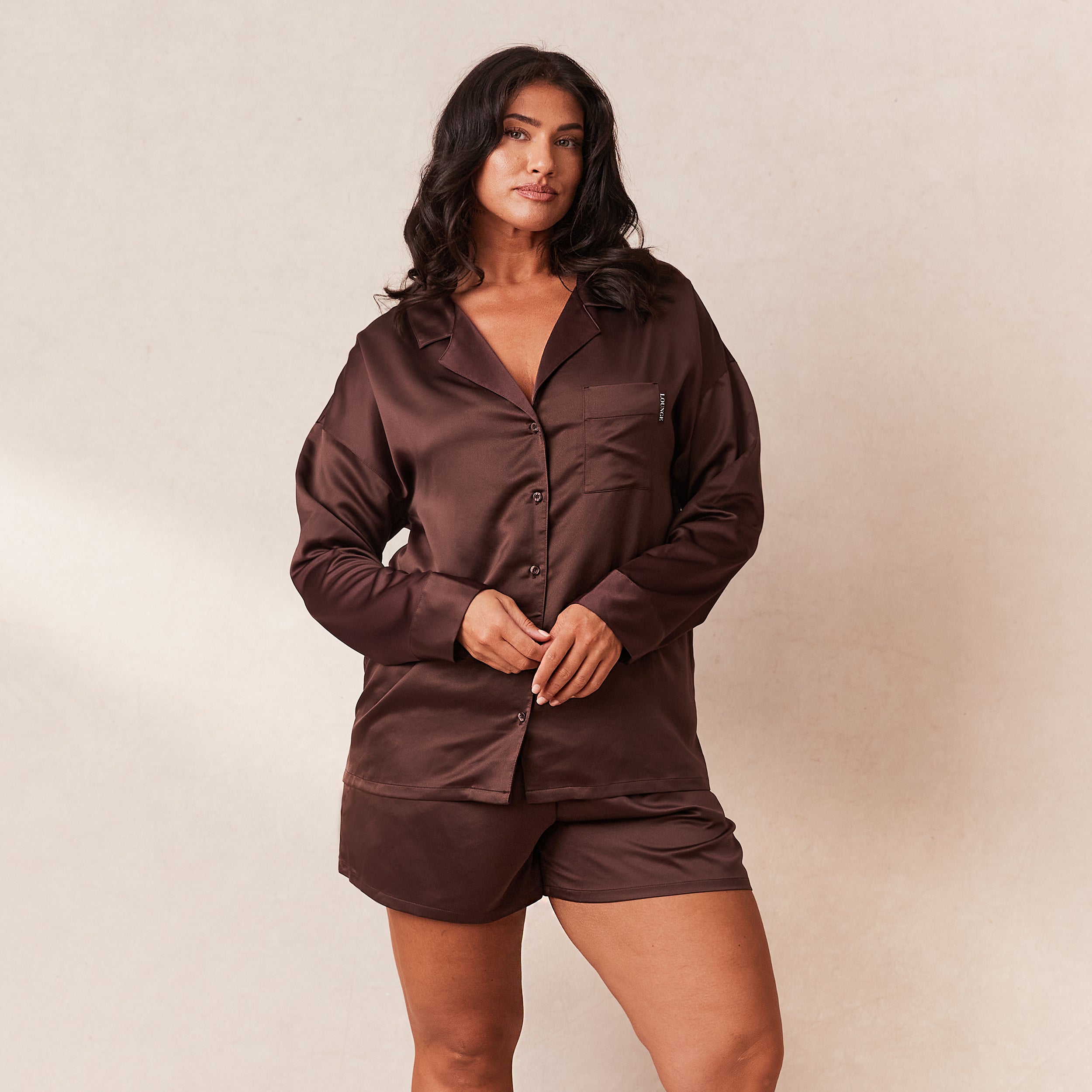 Classic Satin Pajama Shirt for Women - Soft & Comfortable Chocolate Brown Sleepwear - Perfect for Lounge, Sleep & Relaxation at Home