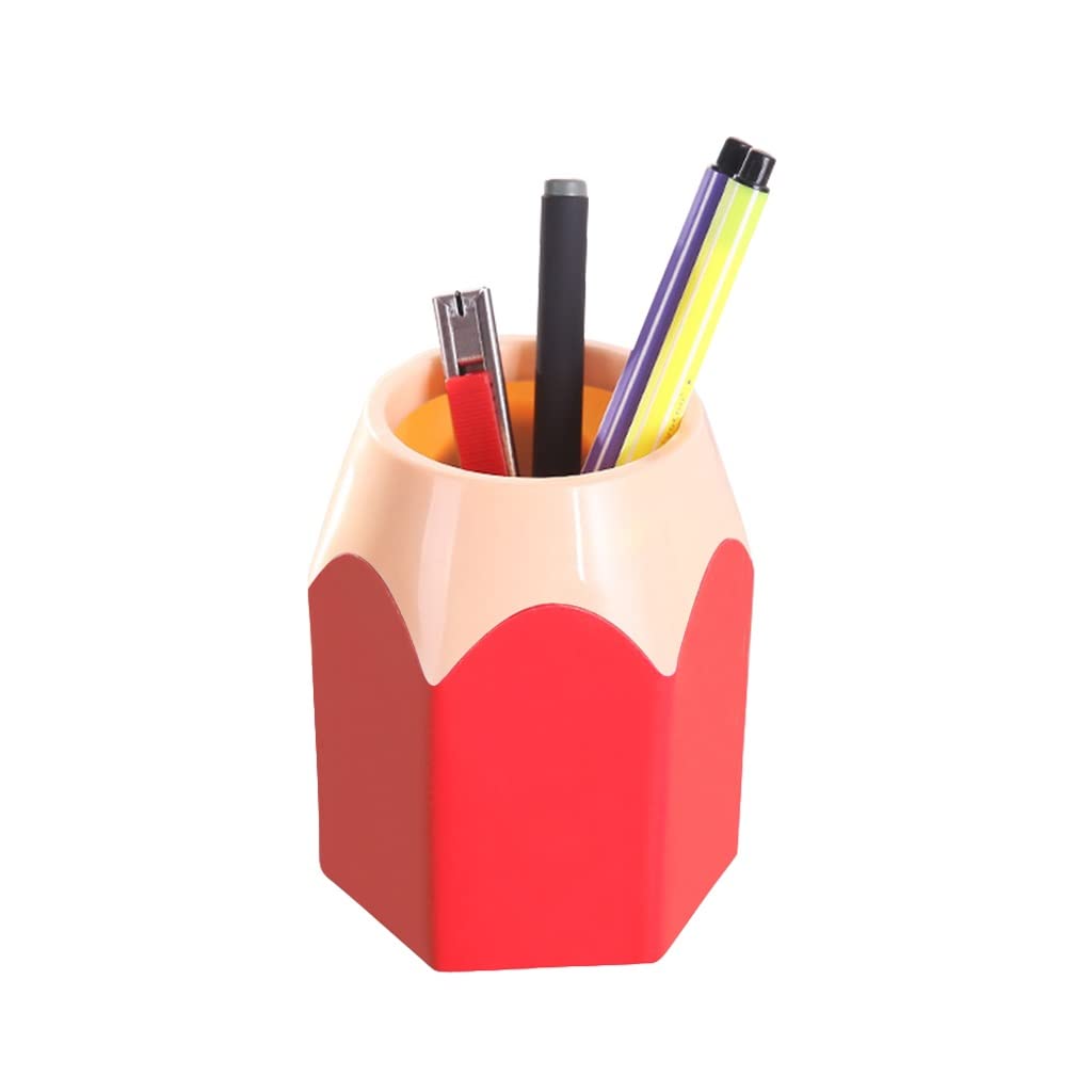 Creative Pen Vase Pencil Pot - Makeup Brush & Stationery Organizer - Desk Tidy Container for Office & Home Decor (Red) - Perfect for Work, Study & Makeup Storage