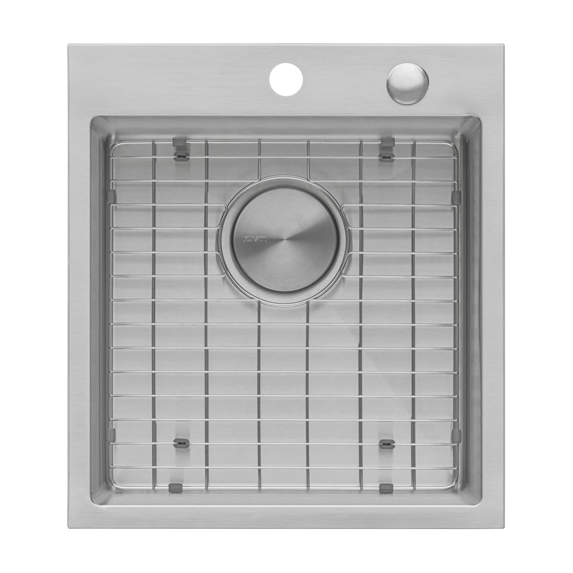 Ruvati 18 x 20 Inch Drop-in Topmount Stainless Steel Kitchen Sink - 16 Gauge Single Bowl with Brushed Finish, Easy to Clean, Rounded Corners (Model RVH8006) | Perfect for Modern Kitchens, RV Campers & Small Space Installations