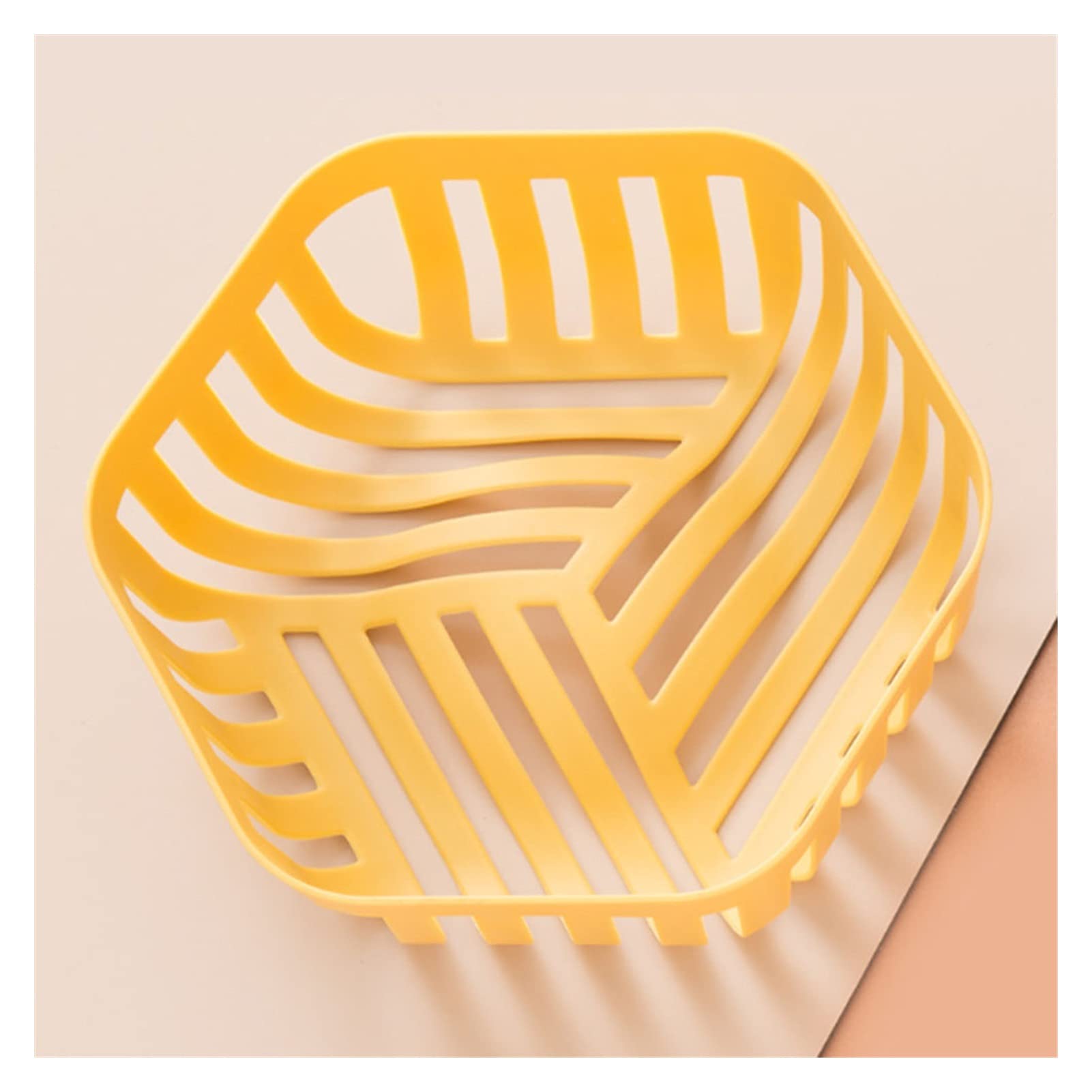 Yellow Fruit Basket with Drain - Household Snack Storage Box, Fruit Plate Bowl & Hollow Fruit Basin for Kitchen, Dining Table, Picnic & Party Serving