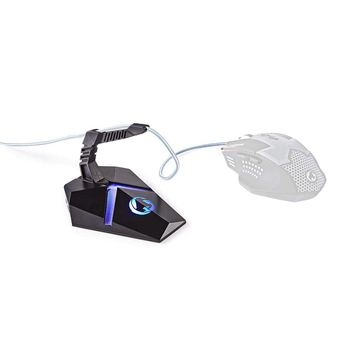 NEDIS Gaming Mouse Bungee with 3-Port USB Hub, RGB Backlit & Adjustable Clamp - Perfect for PC Gaming Setup, Esports & Office Workstation Accessories