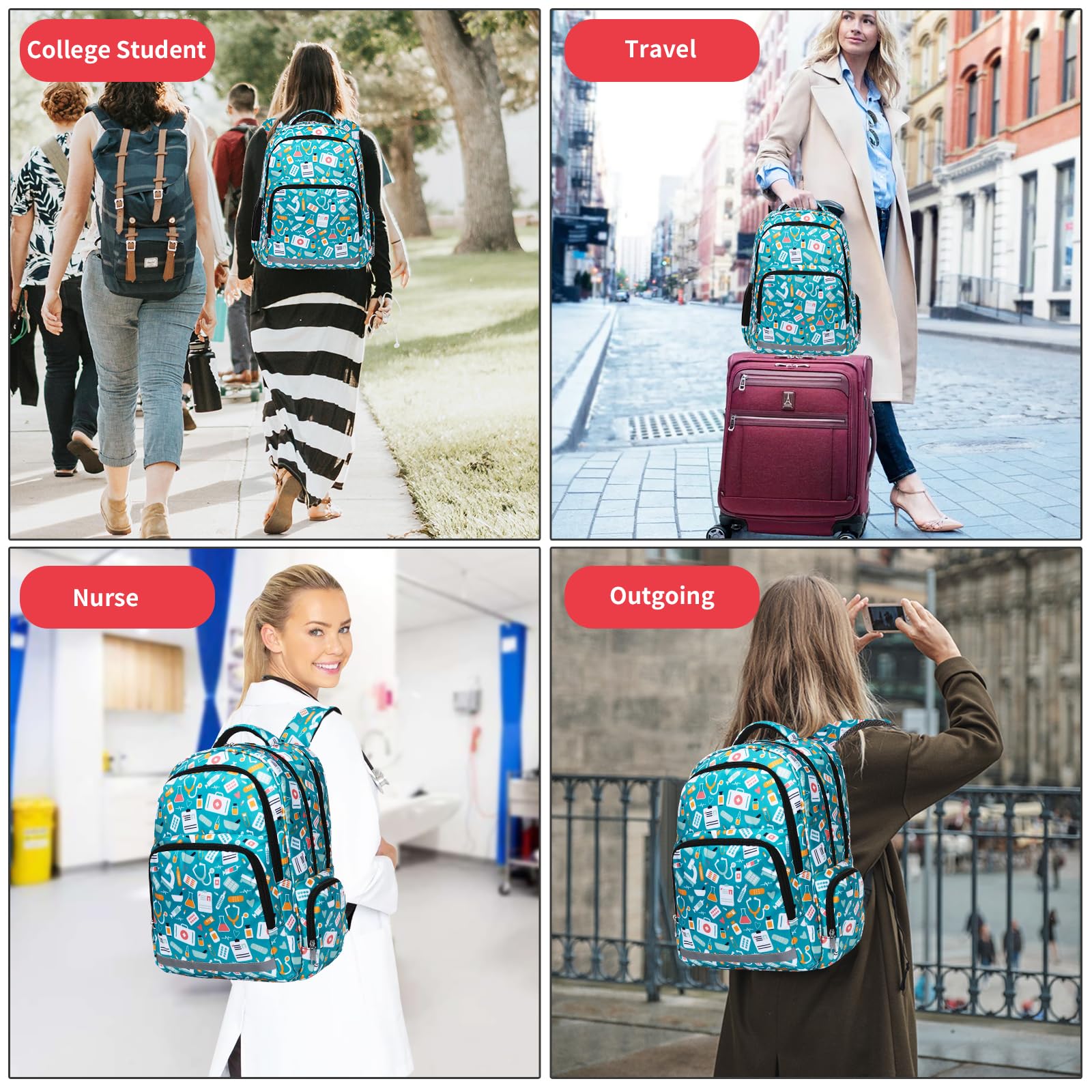 Gatycallaty Nurse Backpack for Women - Waterproof Laptop Backpack for Nursing Students, CNAs & Healthcare Professionals - Perfect for Hospital, College & Commuting (Green) - Ideal for Work, School & Travel Essentials