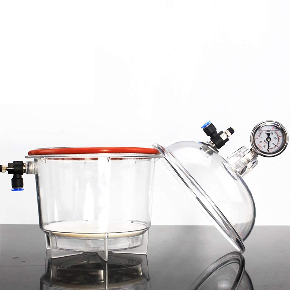 250MM Polycarbonate Plastic Vacuum Dryer for Laboratory Use - Heavy Duty Dessicator with Double Valve & Pressure Gauge - Ideal for Chemical Storage, Moisture-Sensitive Materials & Scientific Research (250MM)